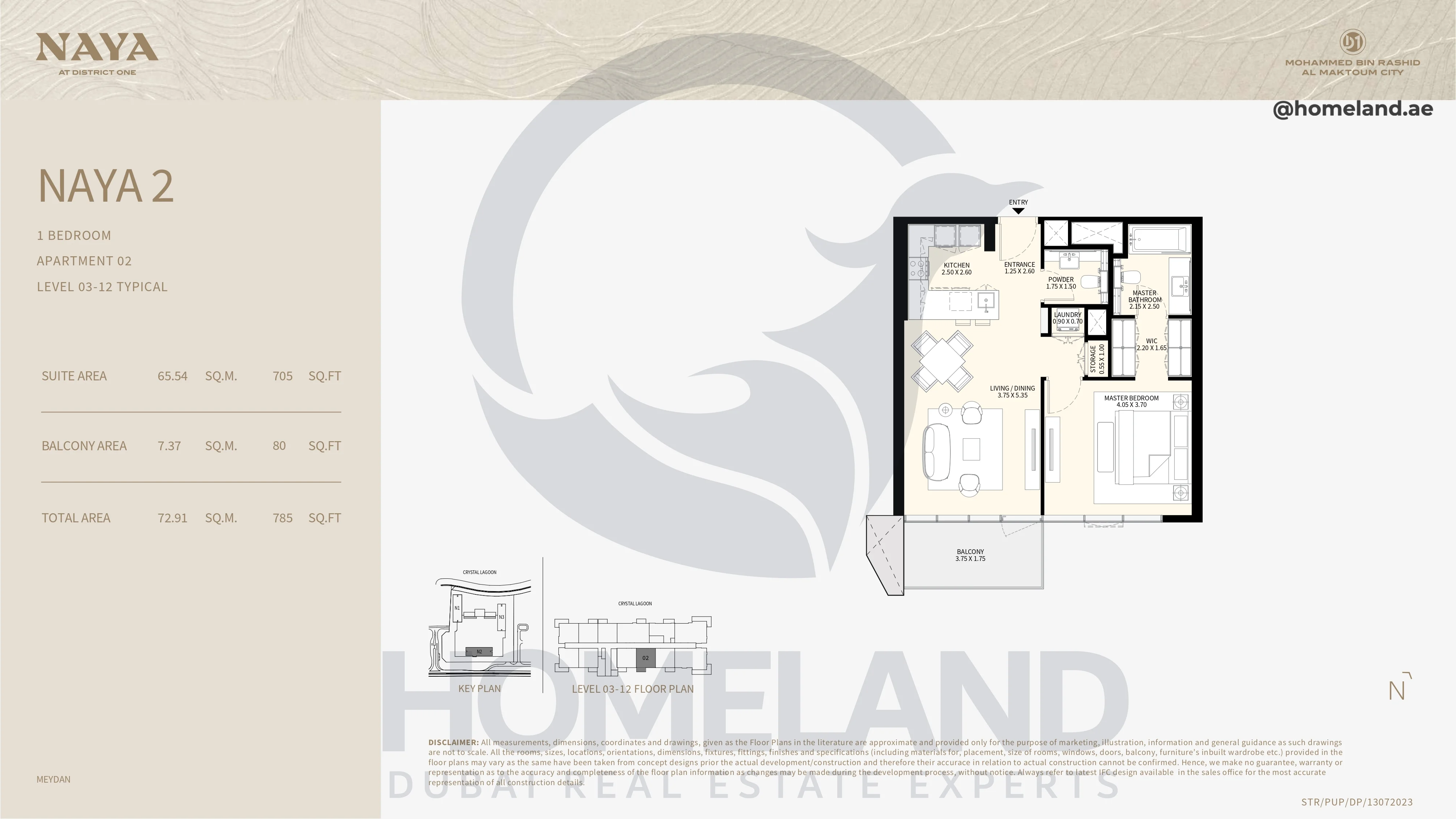 Naya 2, 1BR, Apartment 02, Level 03-12 Typical, 785 SQFT