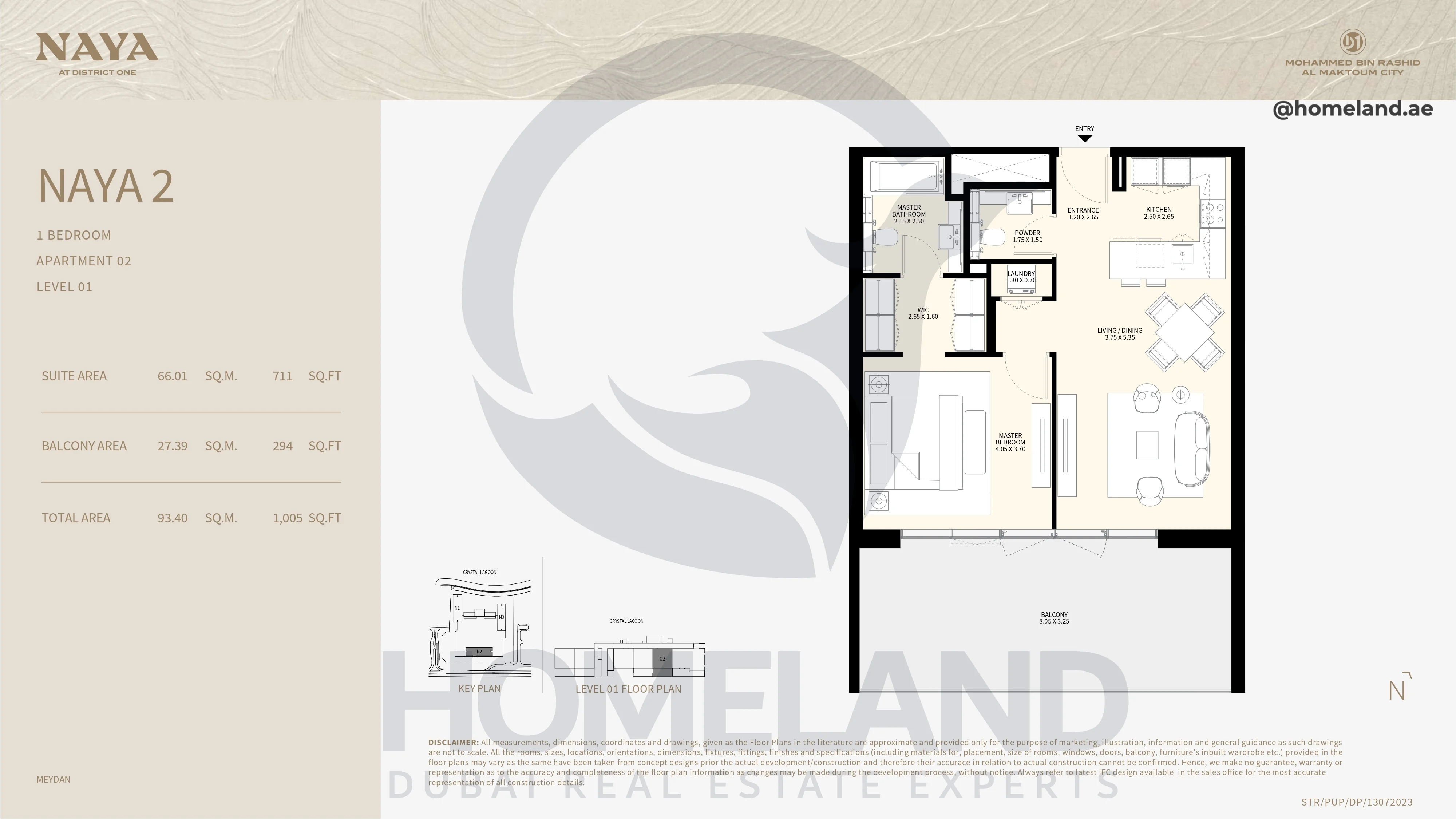 Naya 2, 1BR, Apartment 02, Level 01, 1005 SQFT