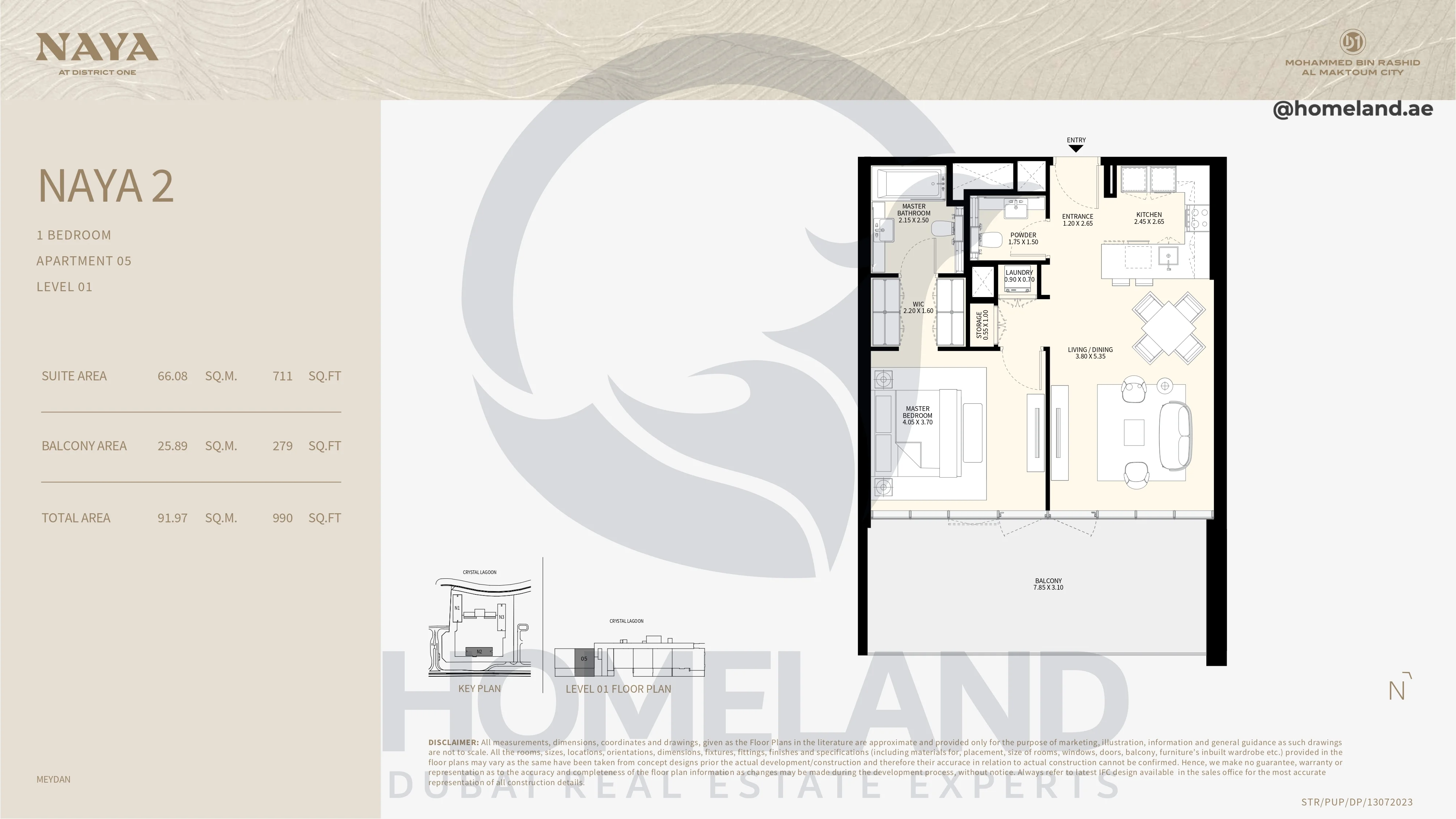 Naya 2, 1BR, Apartment 05, Level 01, 990 SQFT