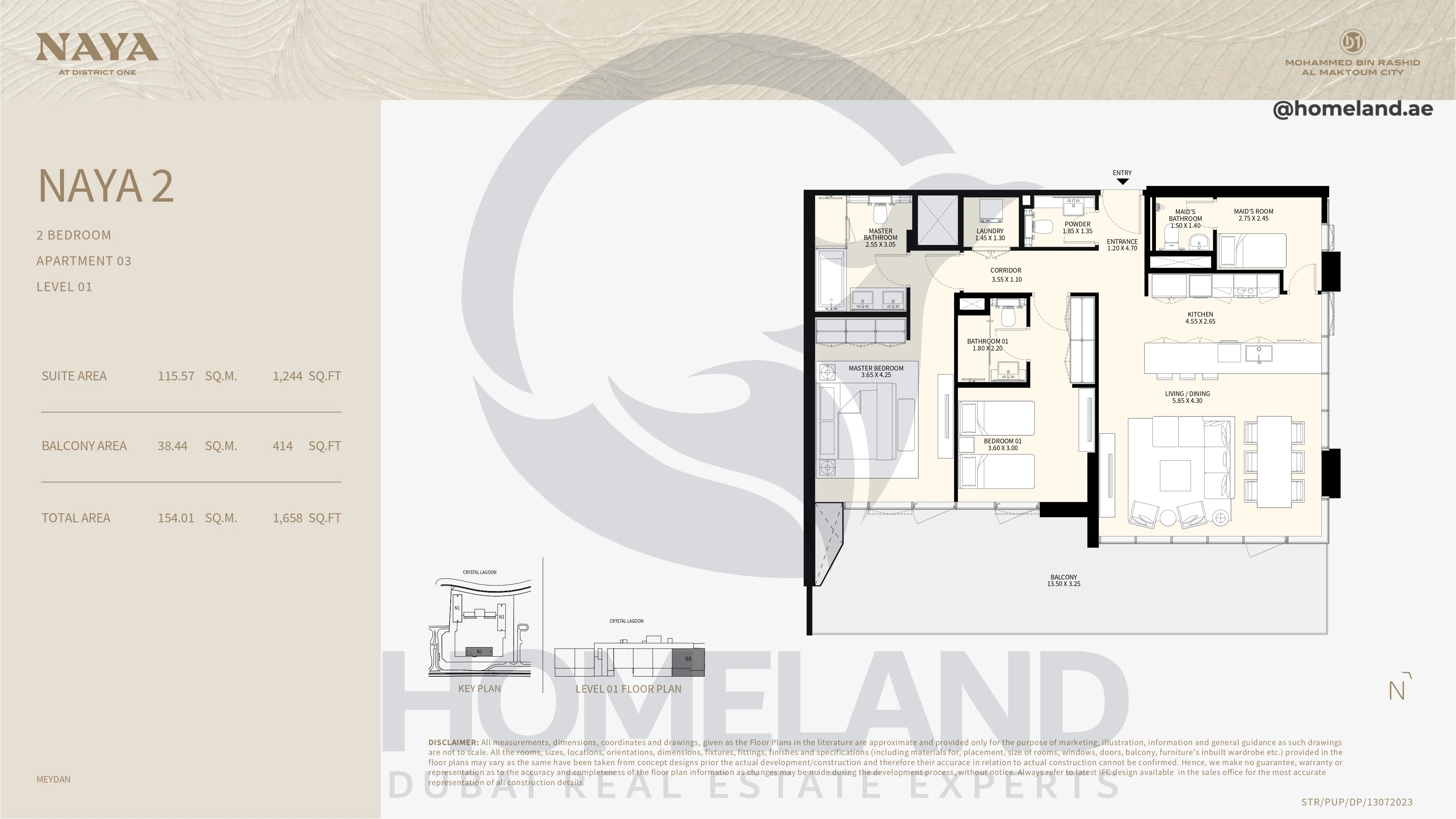 Naya 2, 2BR, Apartment 03, Level 01, 1658 SQFT