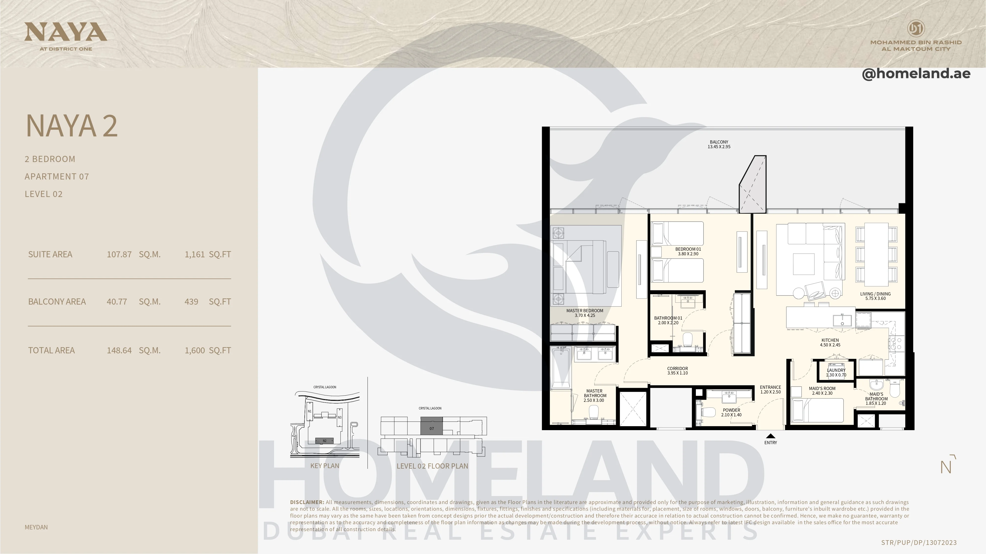 Naya 2, 2BR, Apartment 07, Level 02, 1600 SQFT