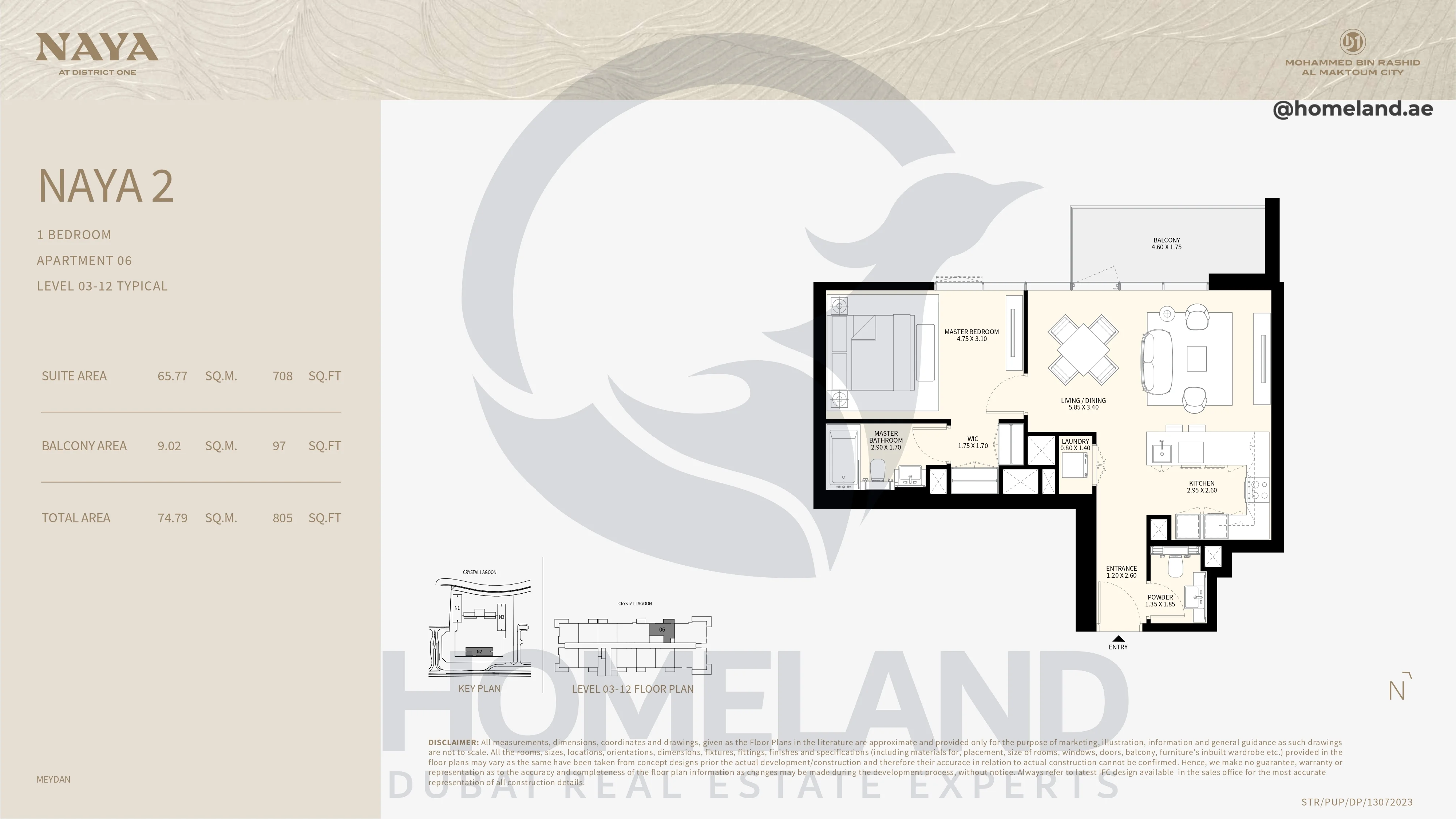 Naya 2, 1BR, Apartment 06, Level 03-12 Typical, 805 SQFT