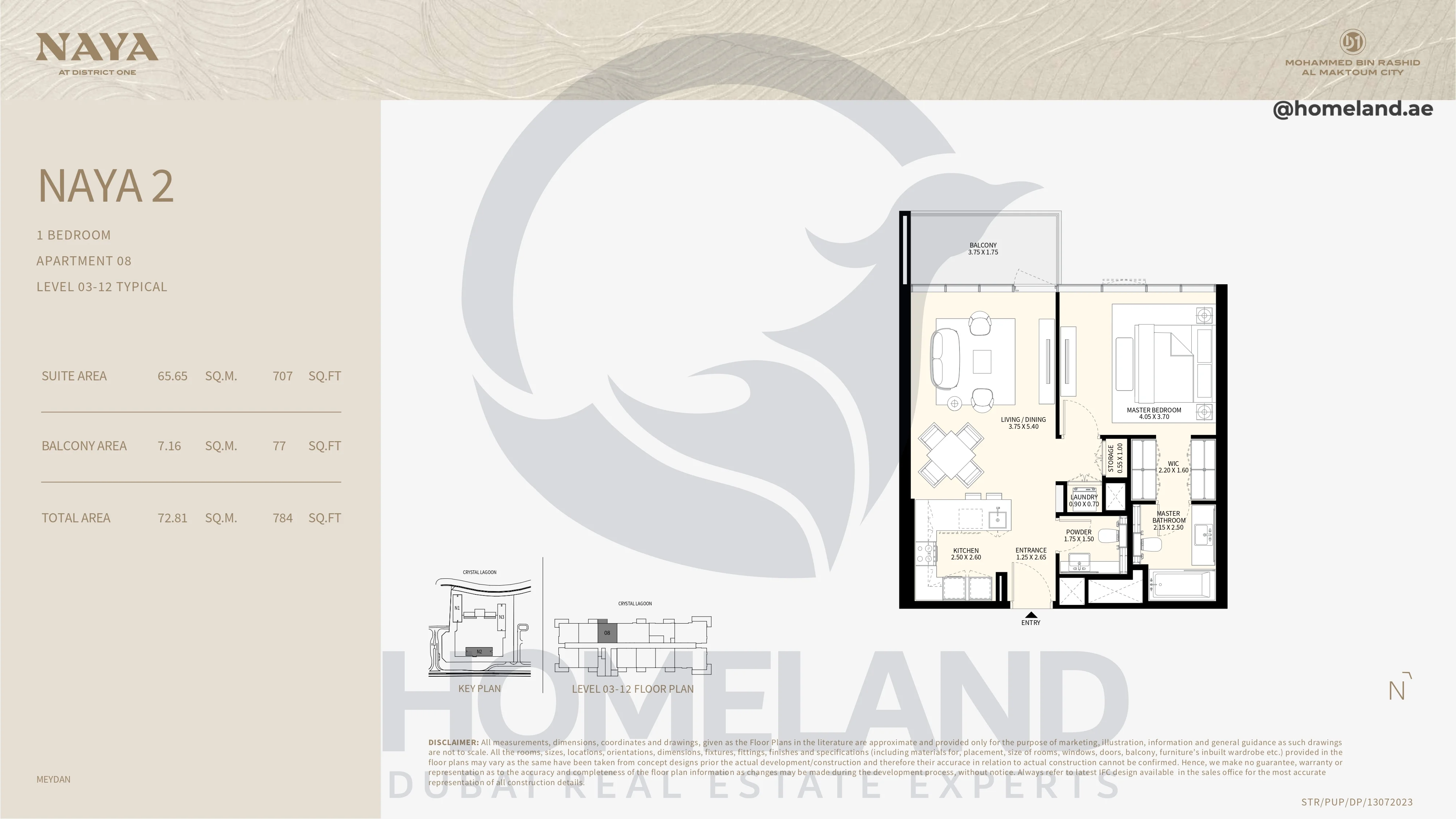 Naya 2, 1BR, Apartment 08, Level 03-12 Typical, 784 SQFT
