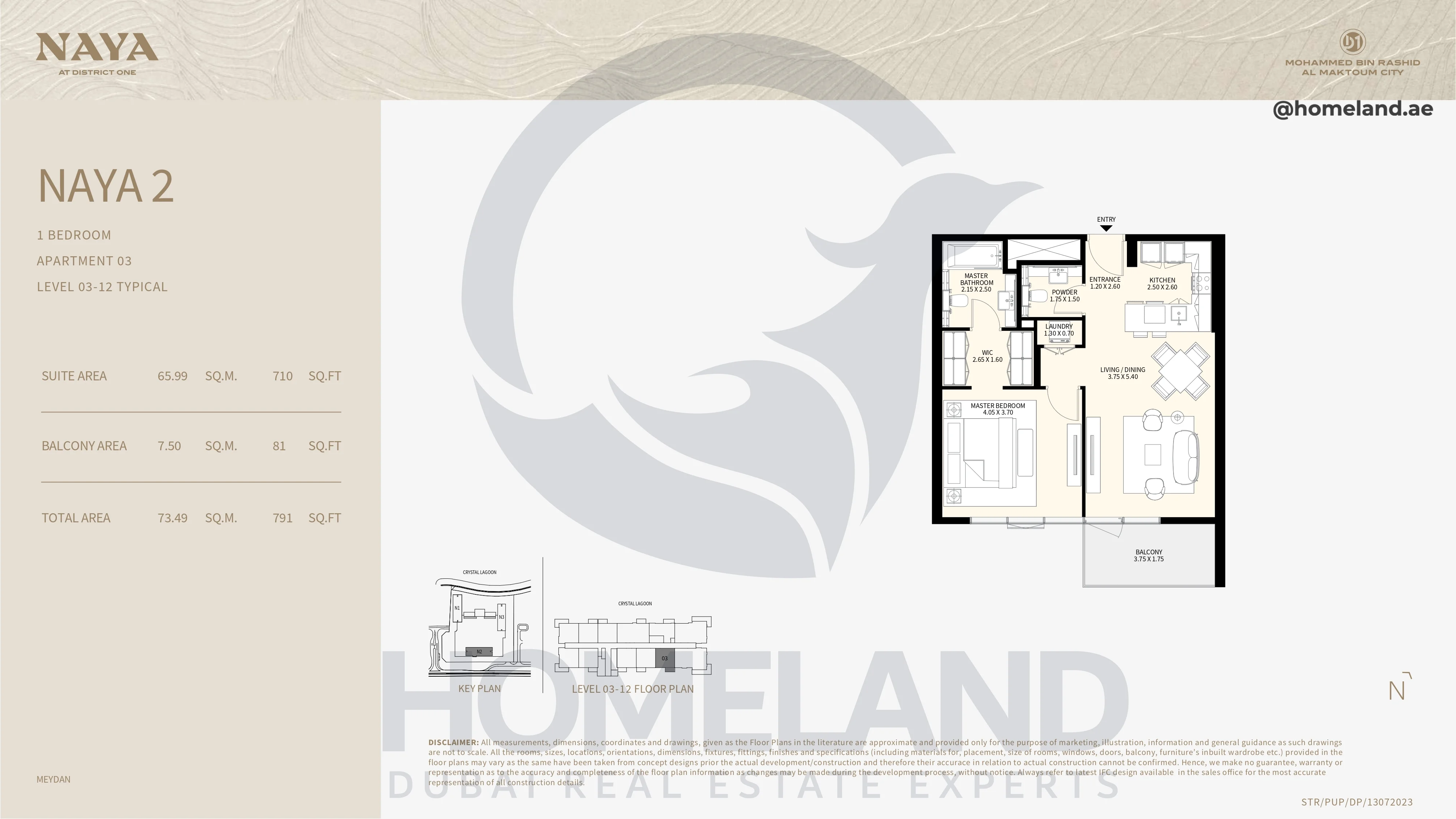 Naya 2, 1BR, Apartment 03, Level 03-12 Typical, 791 SQFT