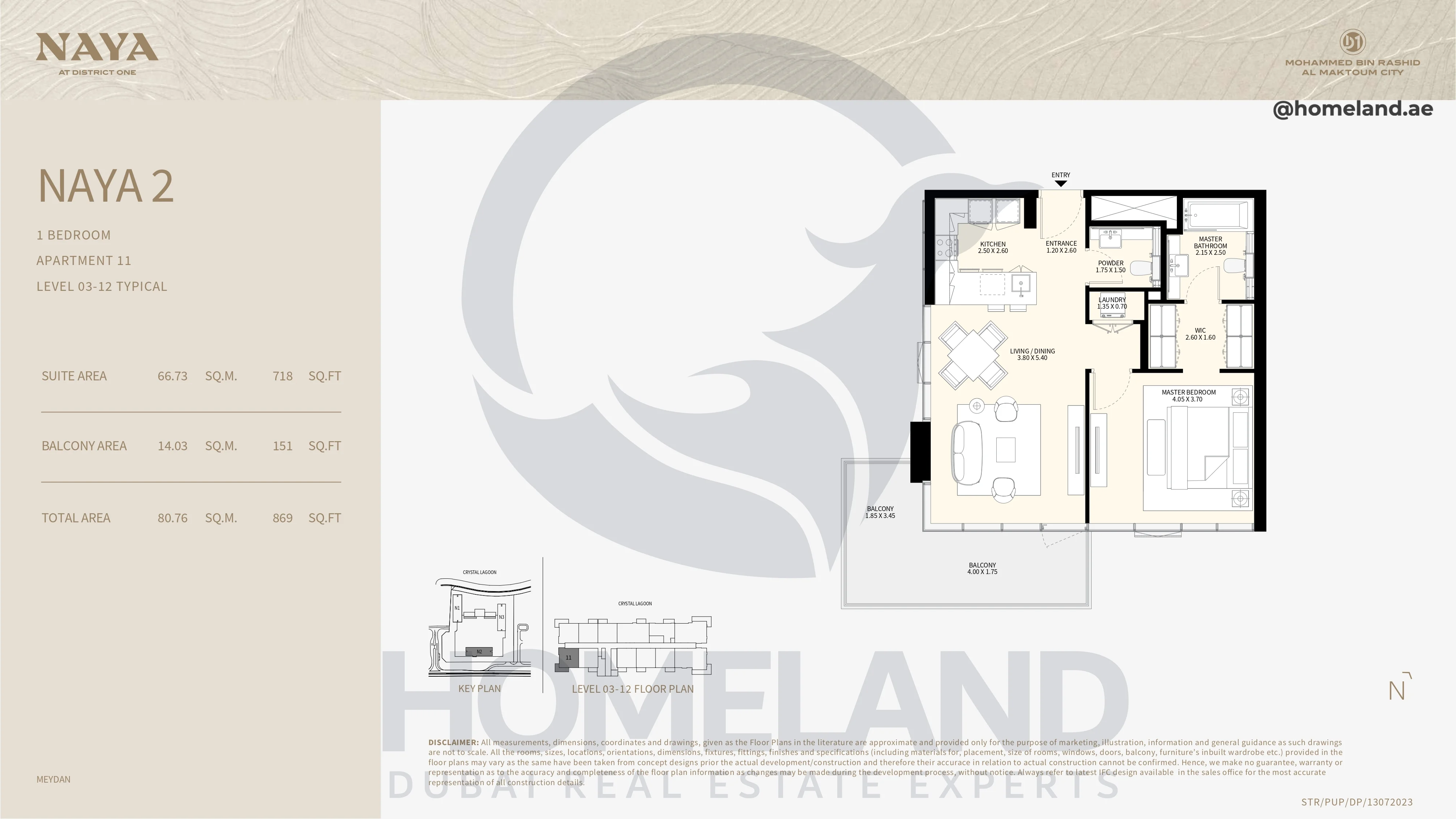 Naya 2, 1BR, Apartment 11, Level 03-12 Typical, 869 SQFT