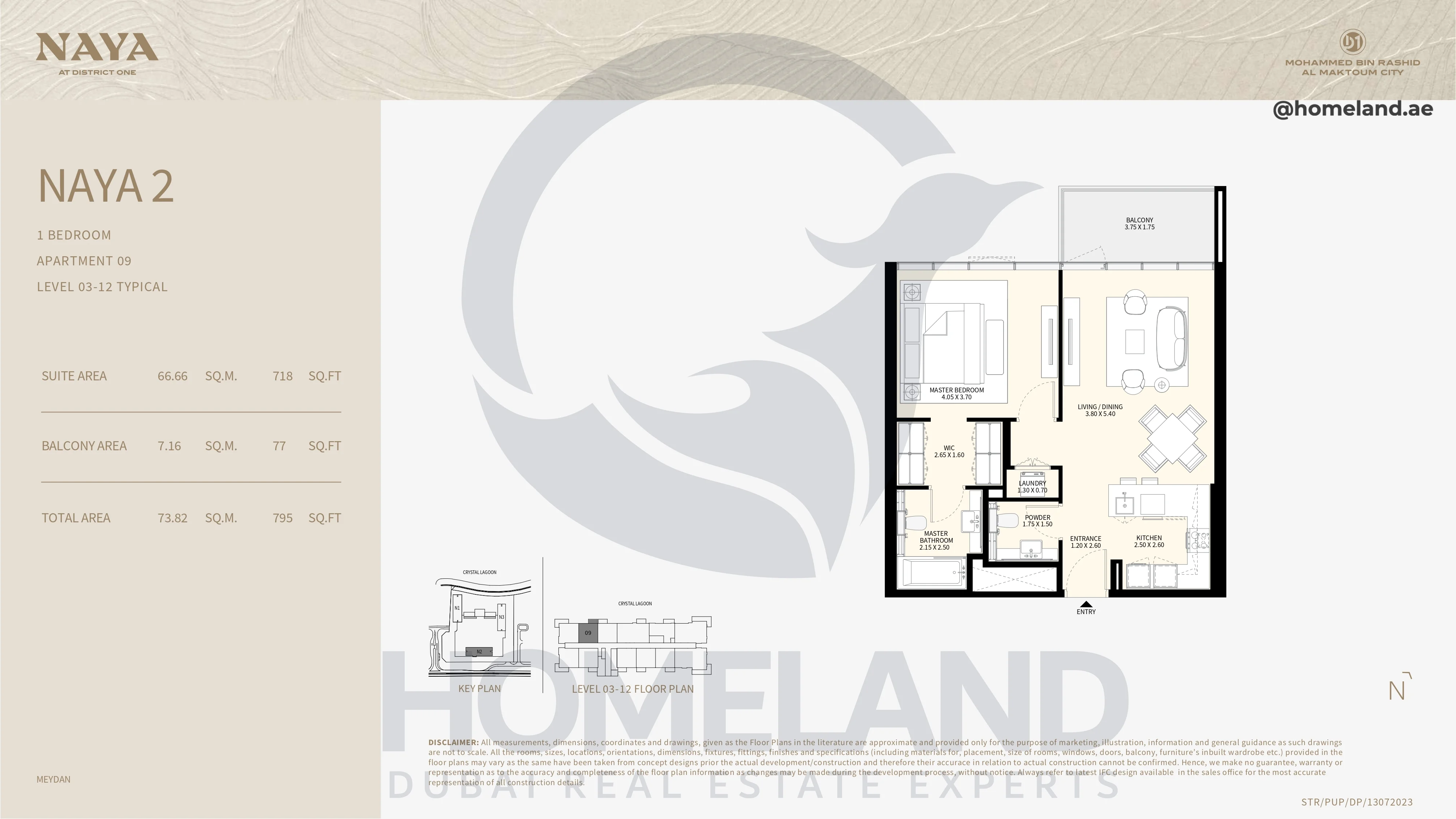 Naya 2, 1BR, Apartment 09, Level 03-12 Typical, 795 SQFT