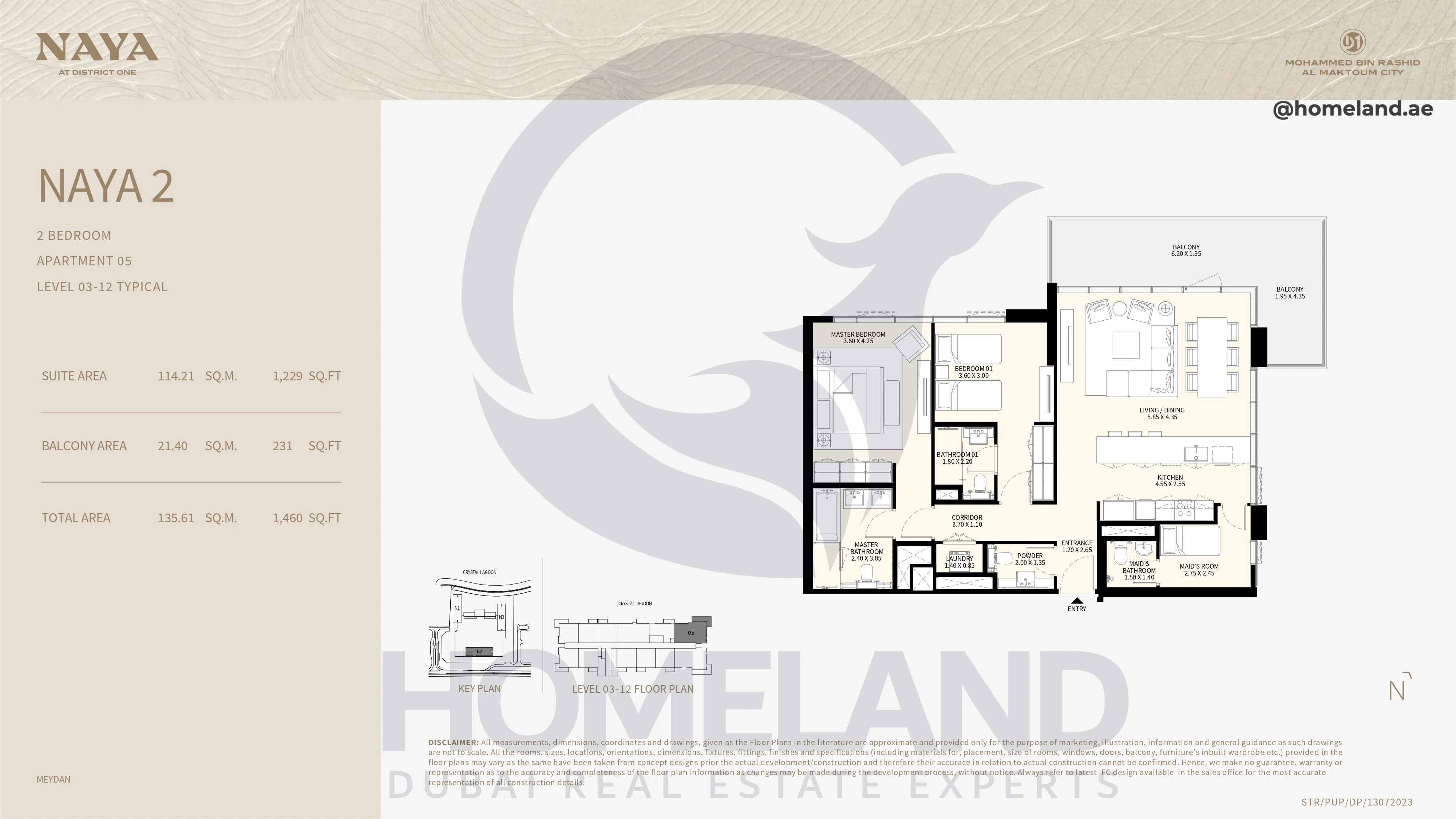 Naya 2, 2BR, Apartment 05, Level 03-12 Typical, 1460 SQFT