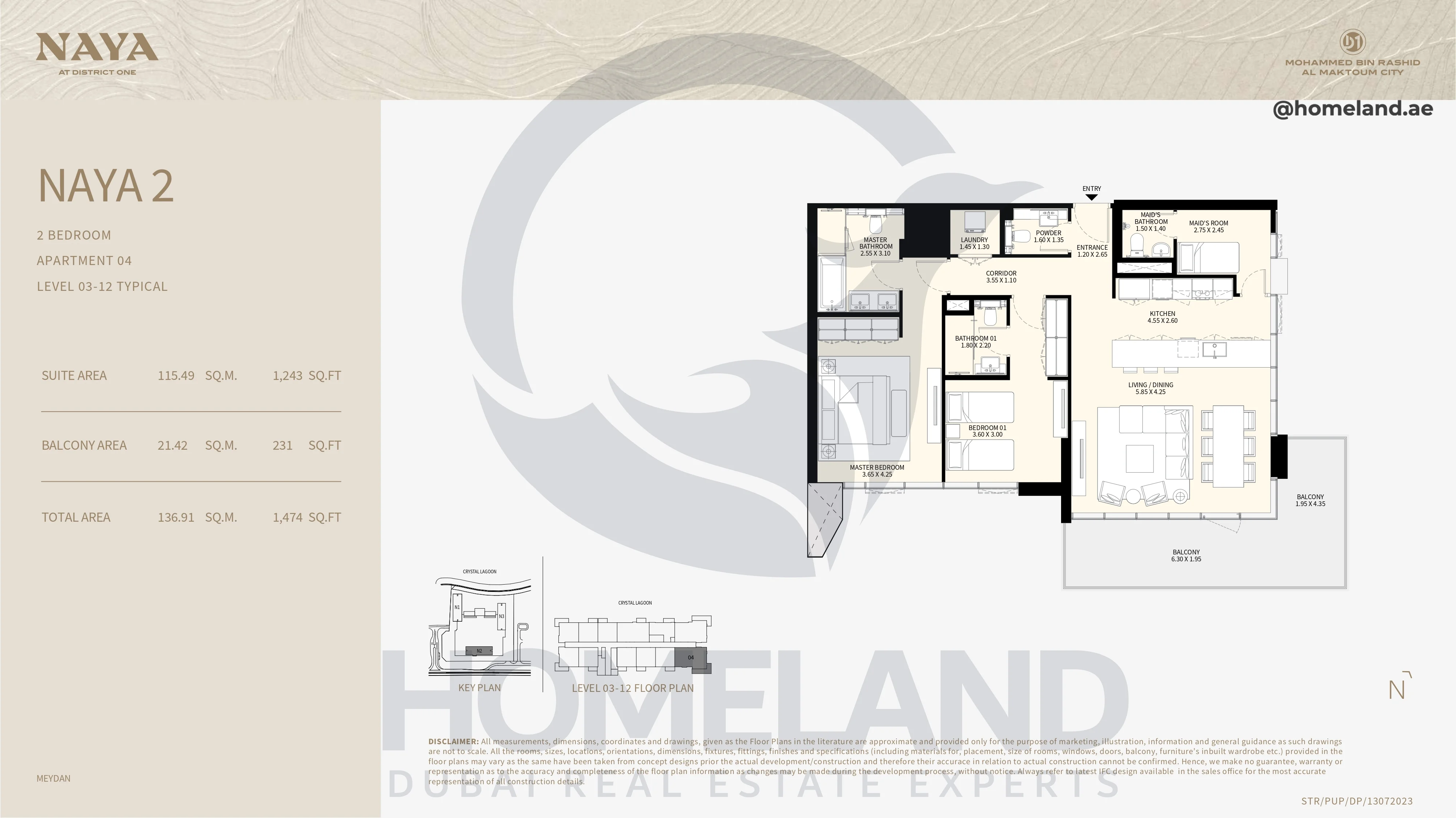 Naya 2, 2BR, Apartment 04, Level 03-12 Typical, 1474 SQFT