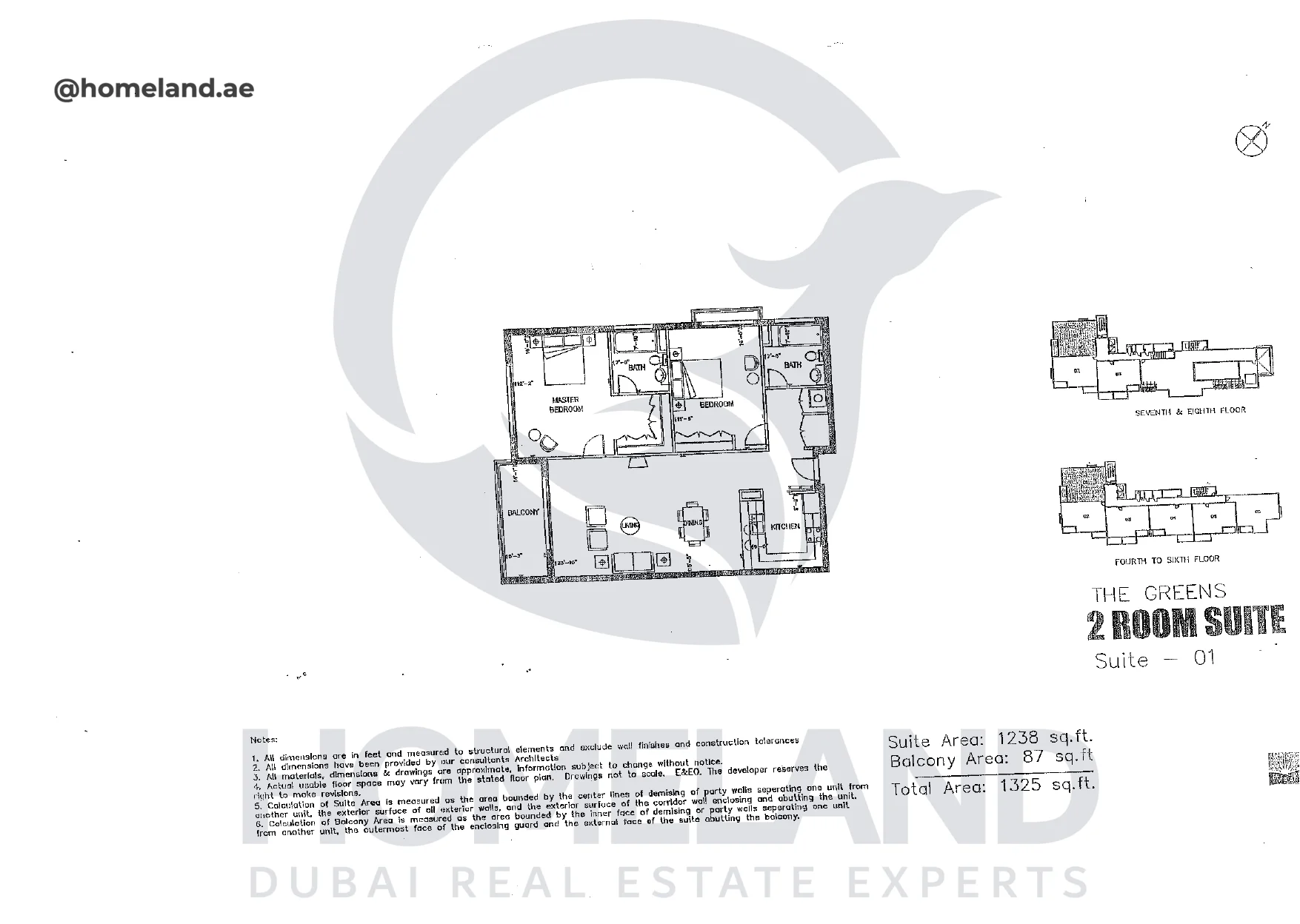 Una, 2BR, Suite 01, Level 4 to 6-7 & 8, 1325 SQFT