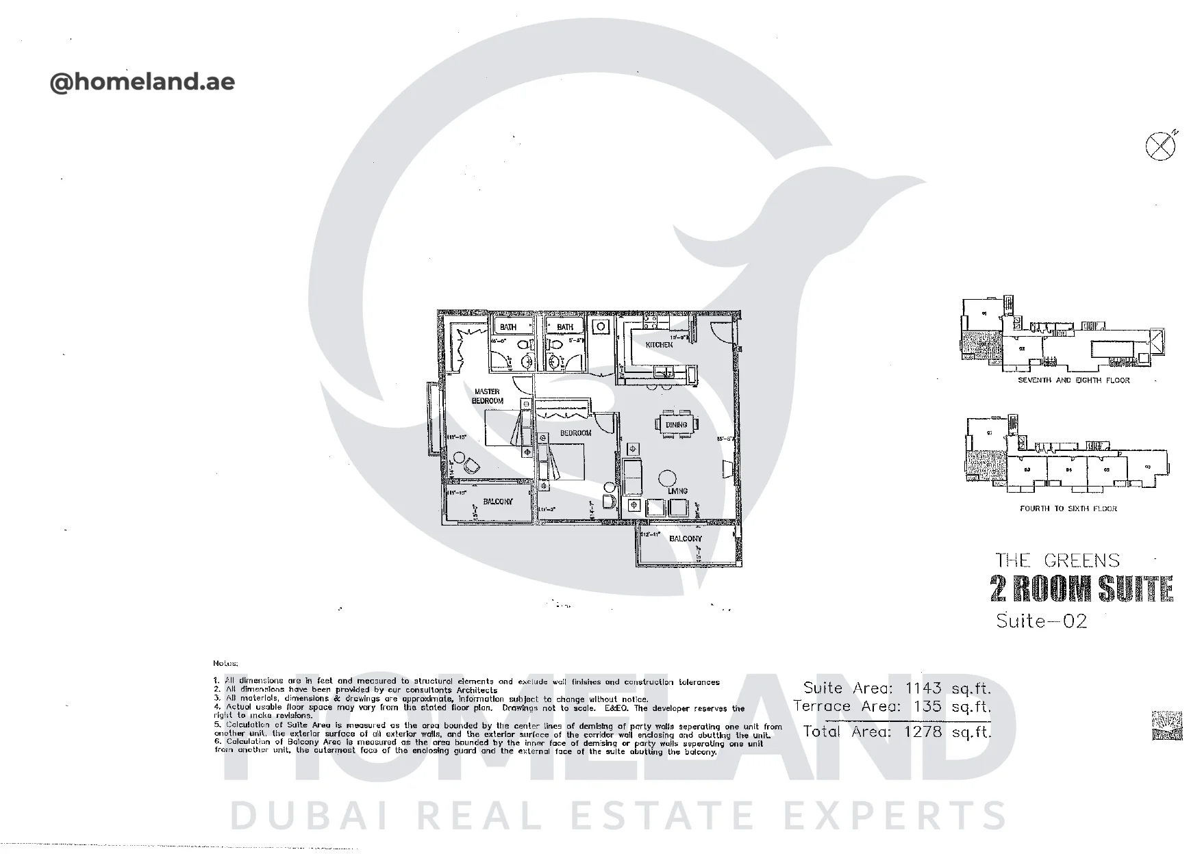 Una, 2BR, Suite 02, Level 4 to 6-7 & 8, 1278 SQFT