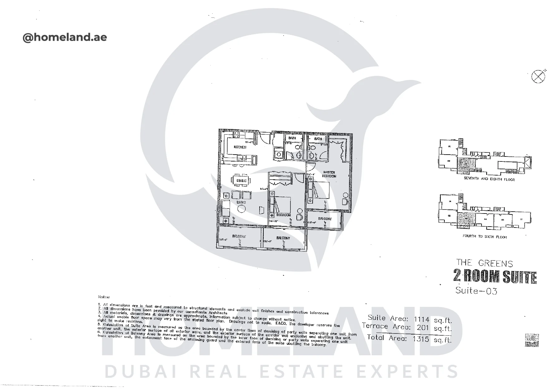 Una, 2BR, Suite 03, Level 4 to 6-7 & 8, 1315 SQFT
