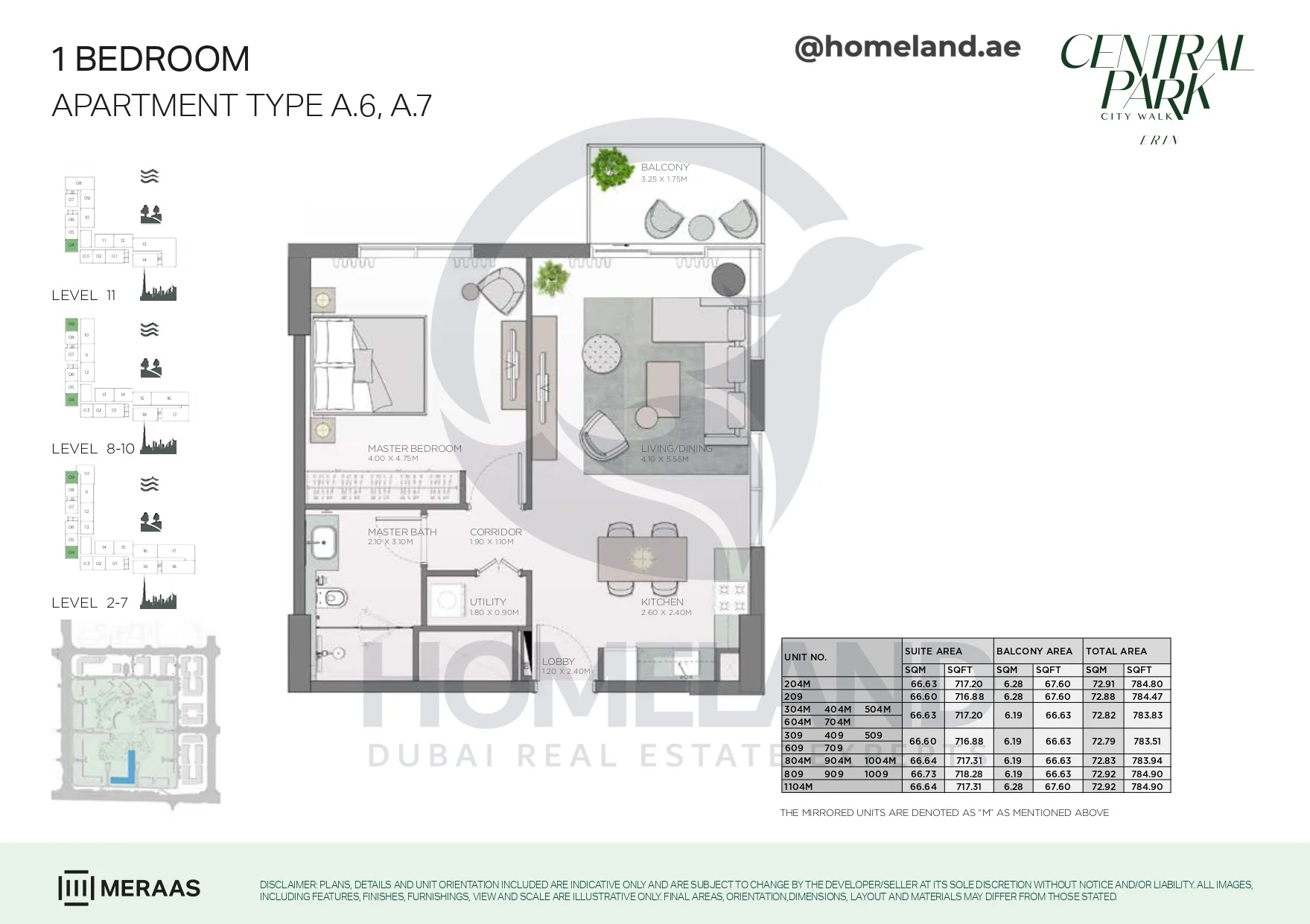 Erin, 1BR, Type A.6-A.7, Level 2 to 11, Unit 204M-209-304M-404M-504M-604M-704M-309-409-509-609-709-804M-904M-1004M-809-909-1009-1104M, 784 SQFT