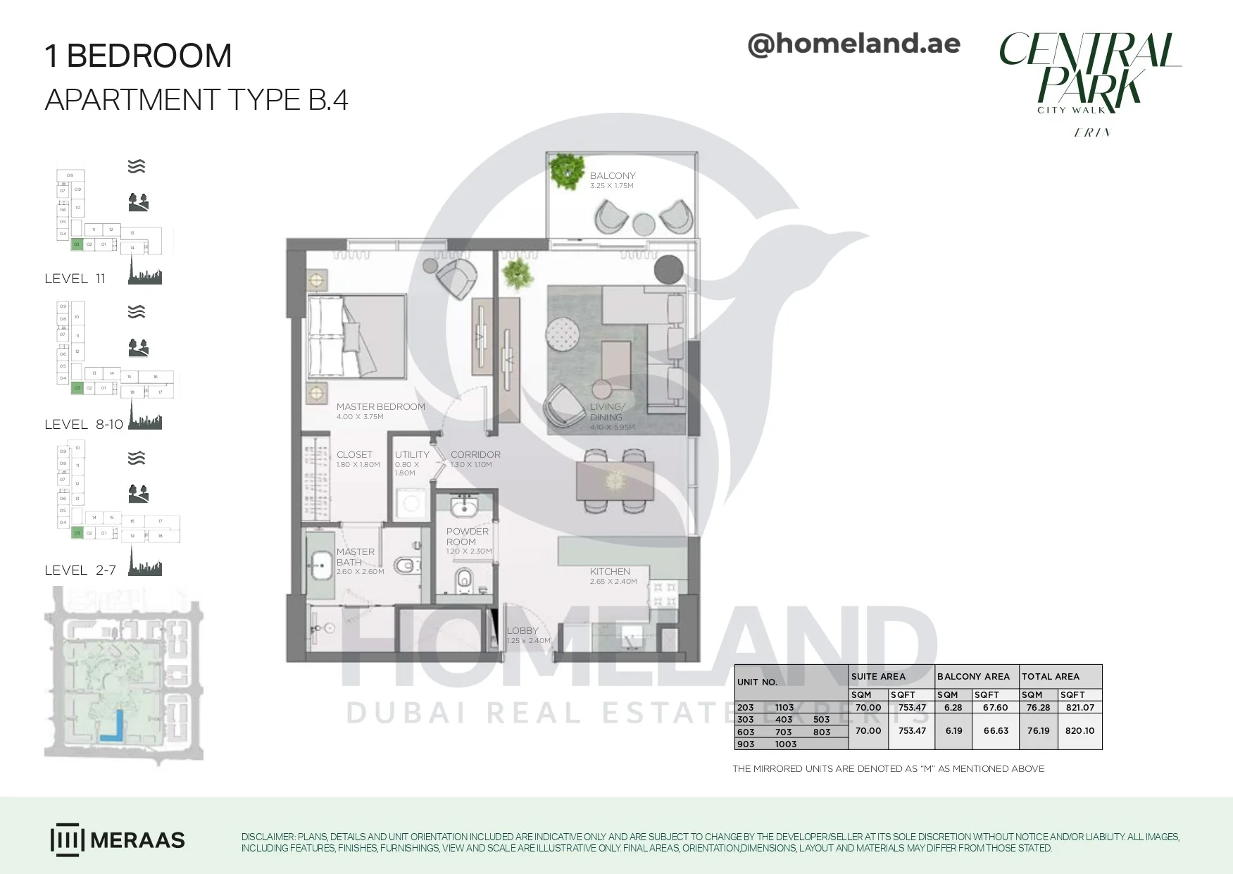 Erin, 1BR, Type B.4, Level 2 to 11, Unit 203-1103-303-403-503-603-703-803-903-1003, 821 SQFT