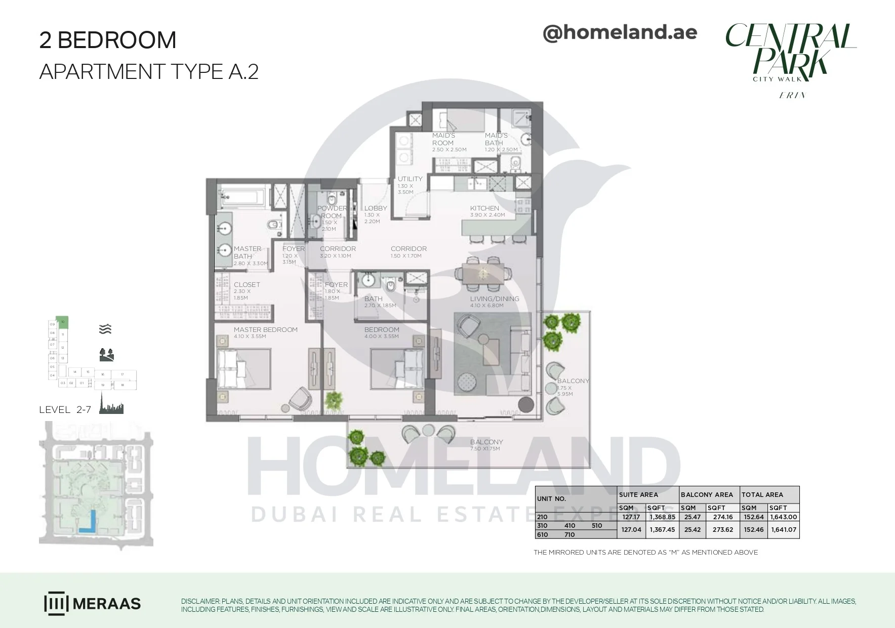 Erin, 2BR, Type A.2, Level 2 to 7, Unit 210-310-410-510-610-710, 1643 SQFT