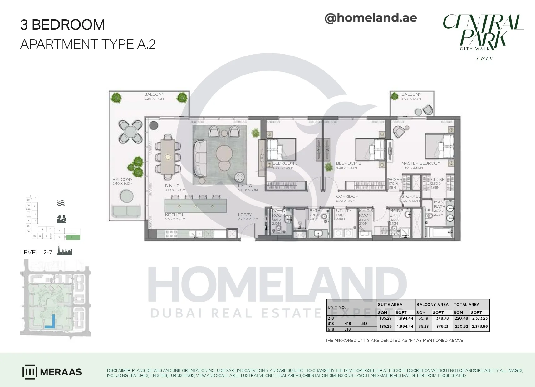 Erin, 3BR, Type A.2, Level 2 to 7, Unit 218-318-418-518-618-718, 2373 SQFT