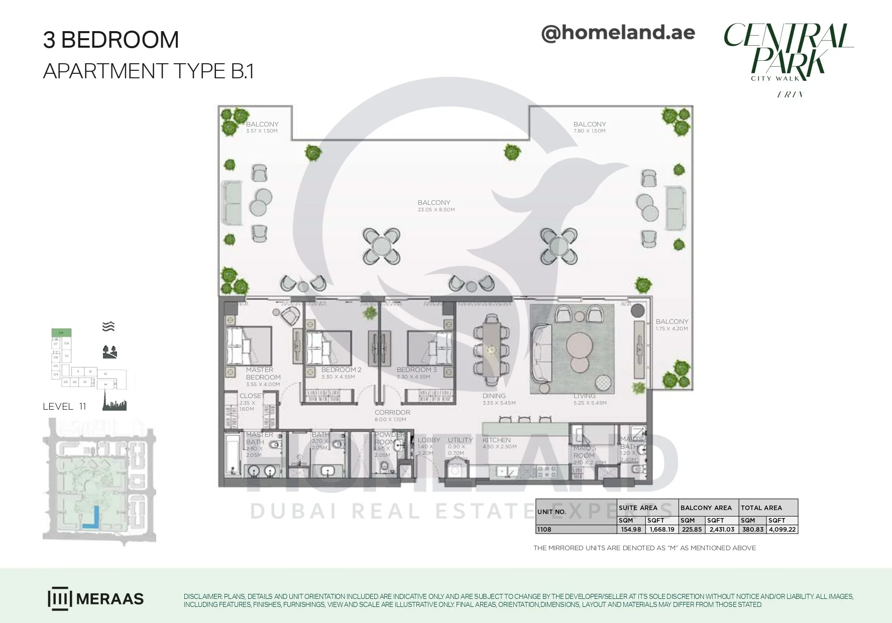 Erin, 3BR, Type B.1, Level 11, Unit 1108, 4099 SQFT