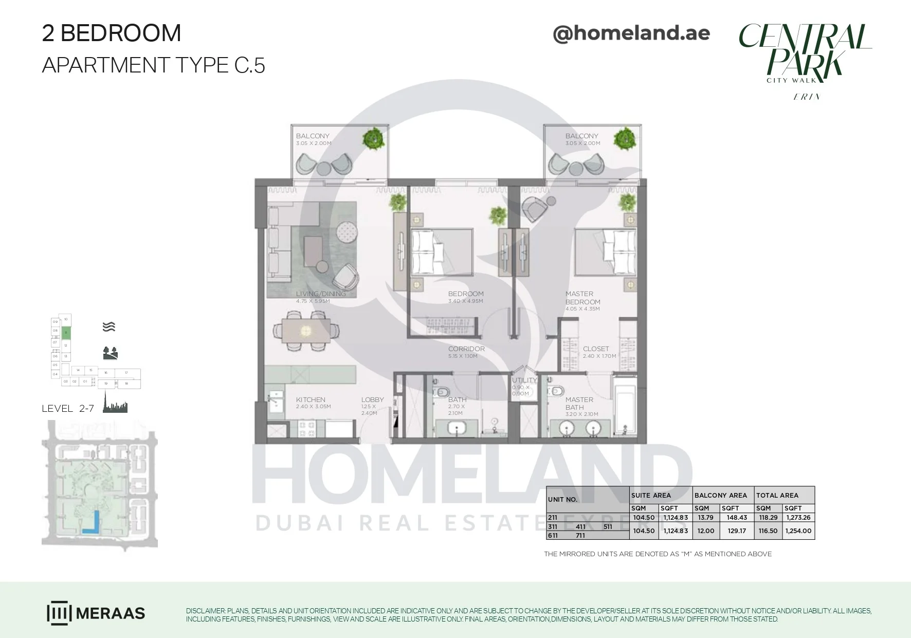Erin, 2BR, Type C.5, Level 2 to 7, Unit 211-311-411-511-611-711, 1273 SQFT