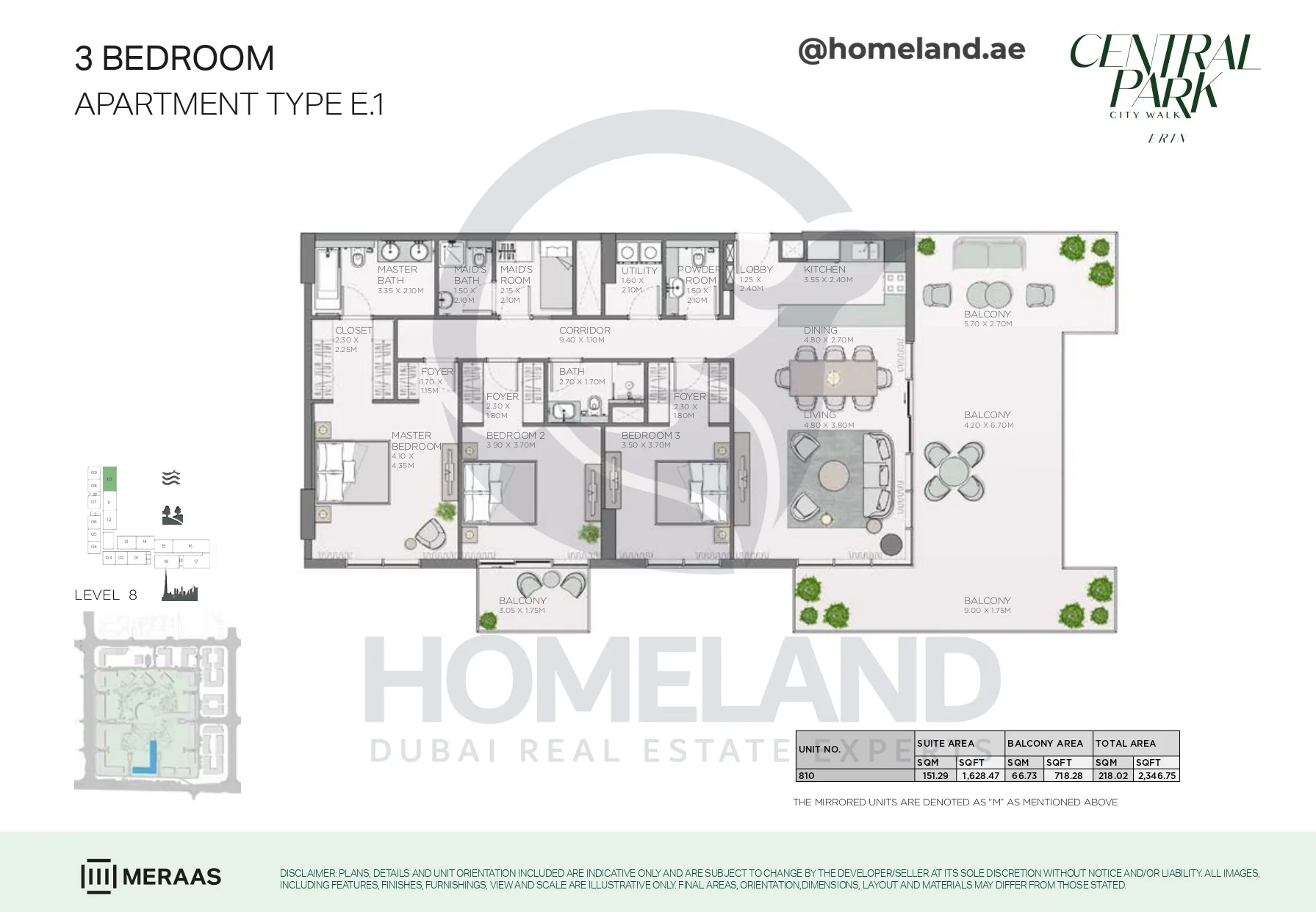 Erin, 3BR, Type E.1, Level 8, Unit 810, 2346 SQFT