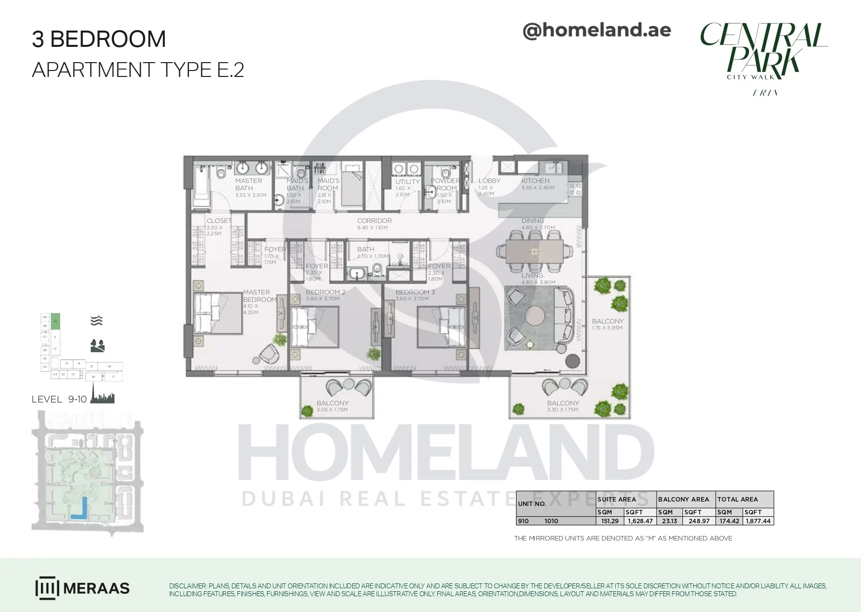 Erin, 3BR, Type E.2, Level 9-10, Unit 910-1010, 1877 SQFT