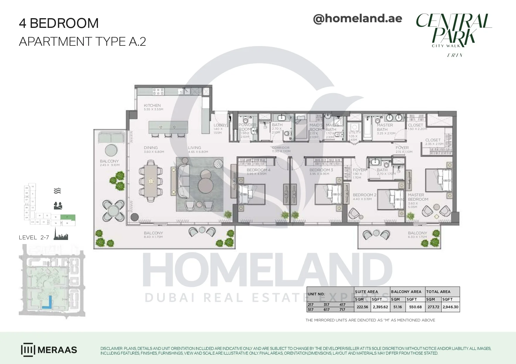 Erin, 4BR, Type A.2, Level 2 to 7, Unit 217-317-417-517-617-717, 2946 SQFT