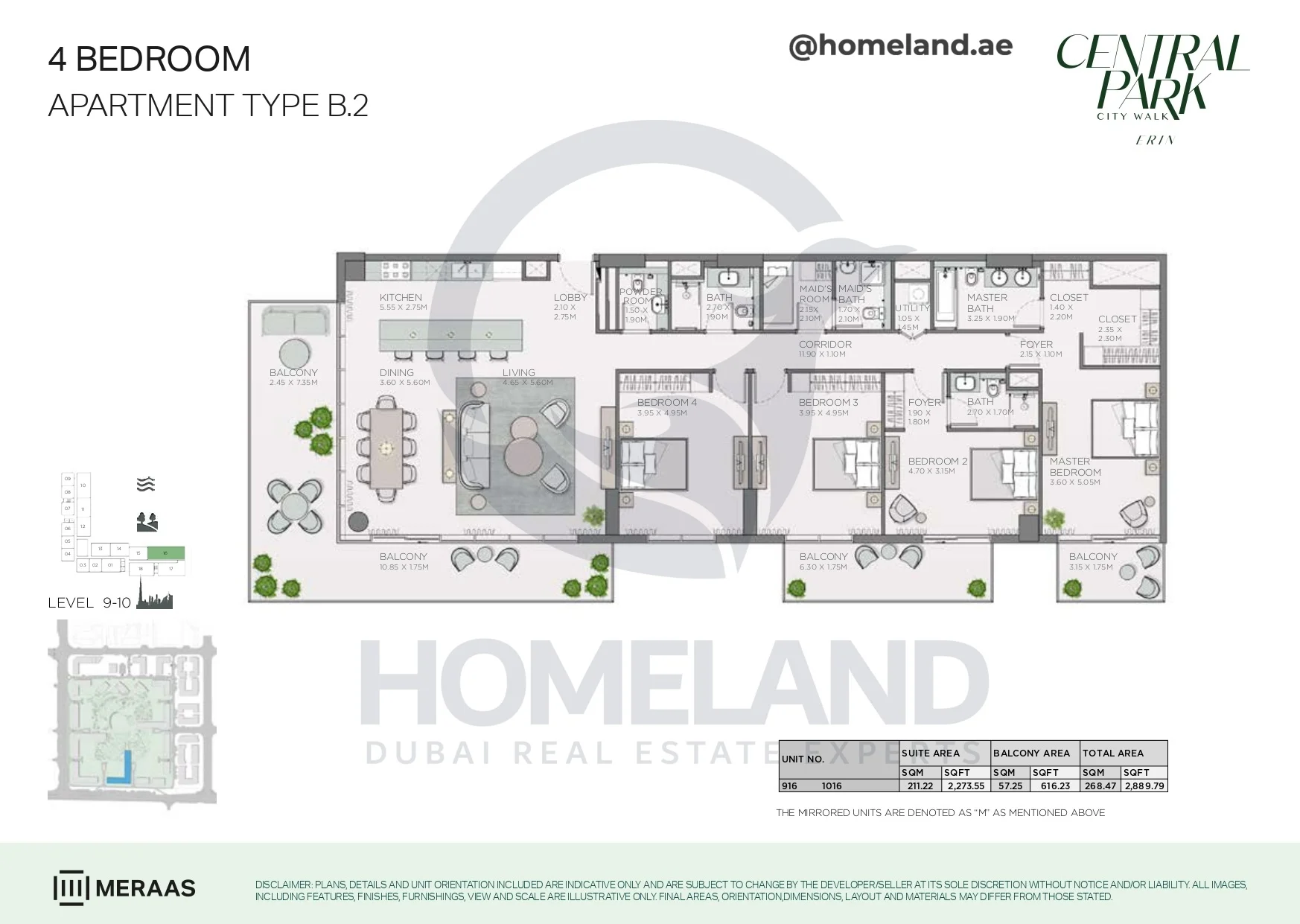 Erin, 4BR, Type B.2, Level 9-10, Unit 916-1016, 2889 SQFT