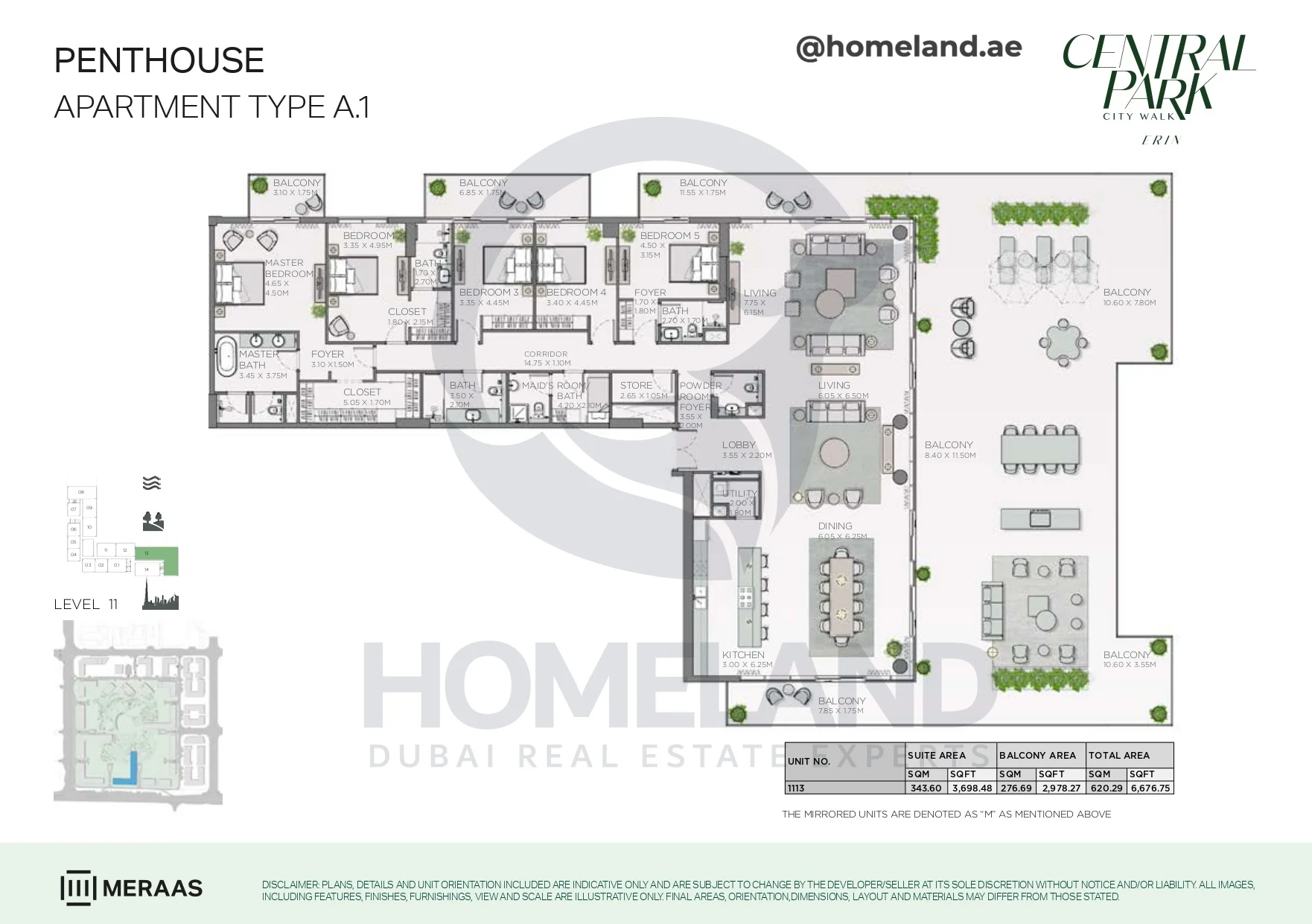 Erin, Penthouse, Type A.1, Level 11, Unit 1113, 6676 SQFT