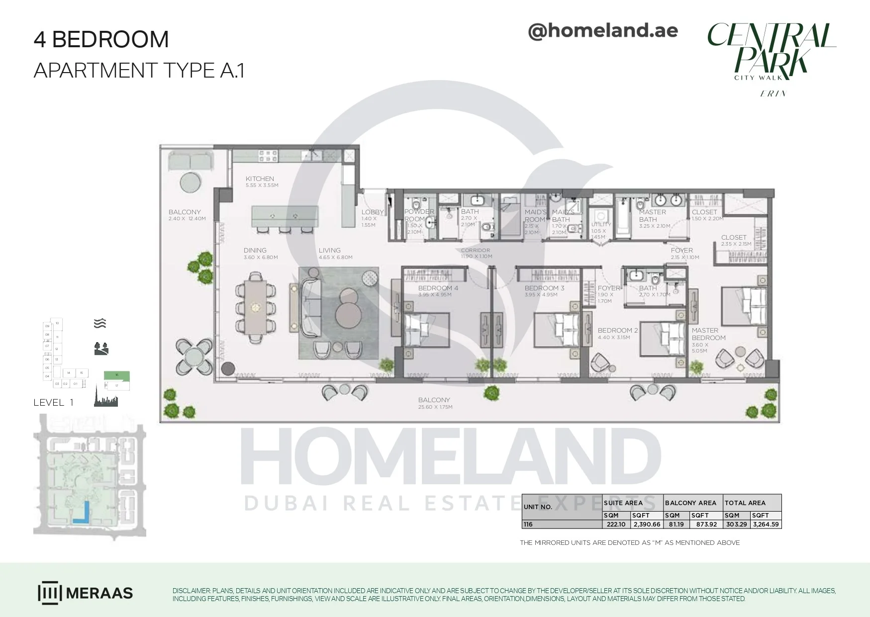 Erin, 4BR, Type A.1, Level 1, Unit 116, 3264 SQFT