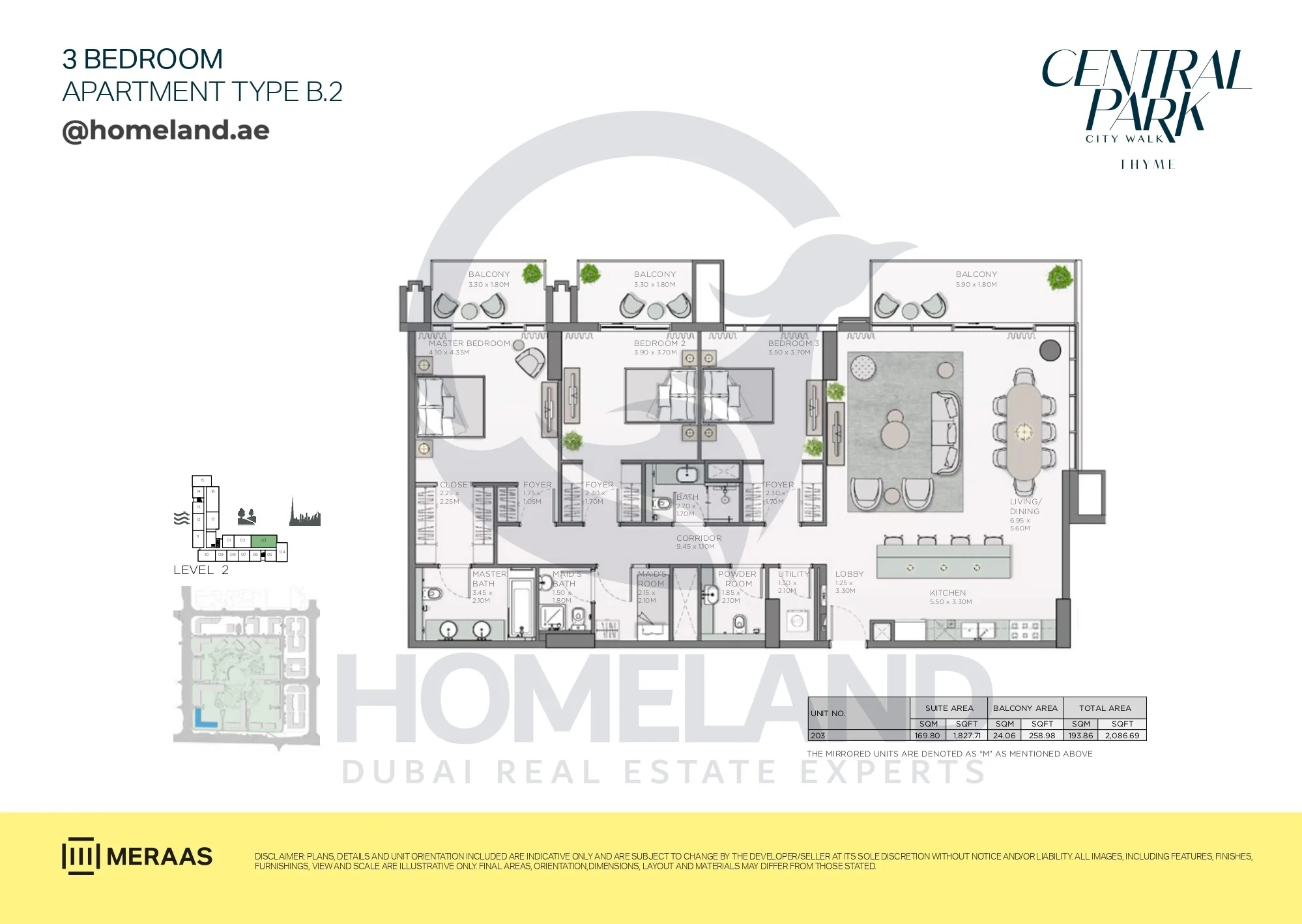 Thyme, 3BR, Type B.2, Level 2, Unit 203, 2086 SQFT