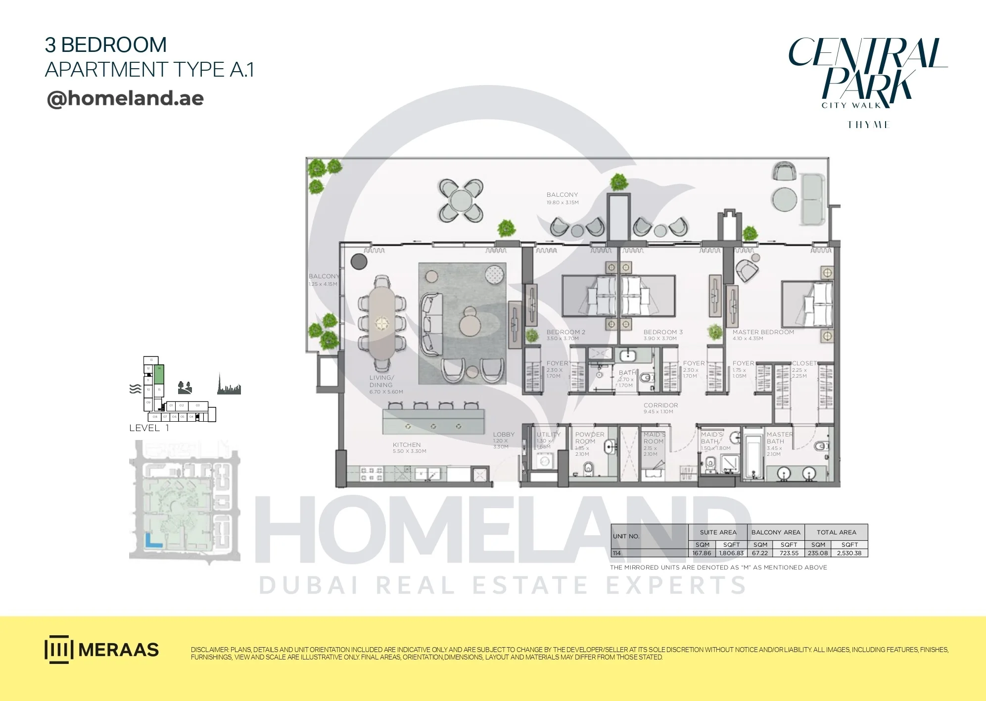Thyme, 3BR, Type A.1, Level 1, Unit 114, 2530 SQFT