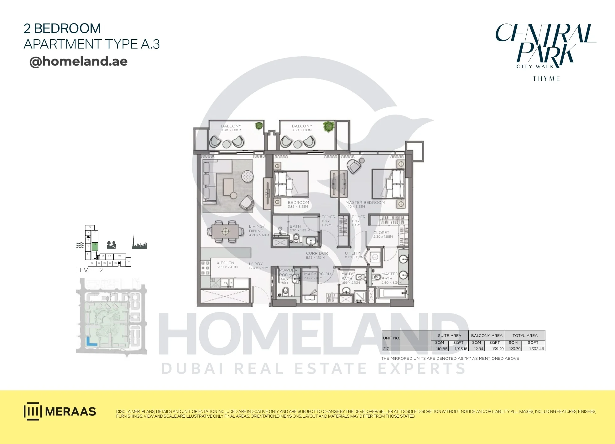 Thyme, 2BR, Type A.3, Level 2, Unit 217, 1332 SQFT