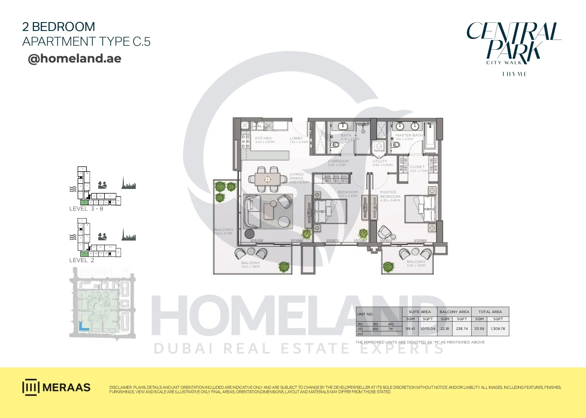 Thyme, 2BR, Type C.5, Level 2 to 8, Unit 210-310-410-510-610-710-810, 1308 SQFT