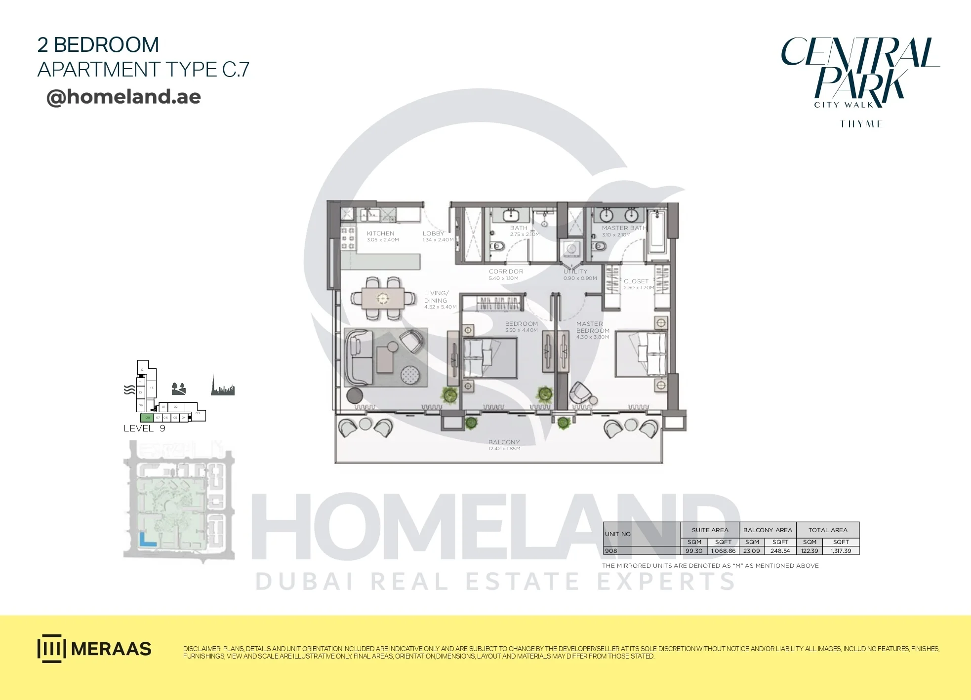 Thyme, 2BR, Type C.7, Level 9, Unit 908, 1317 SQFT
