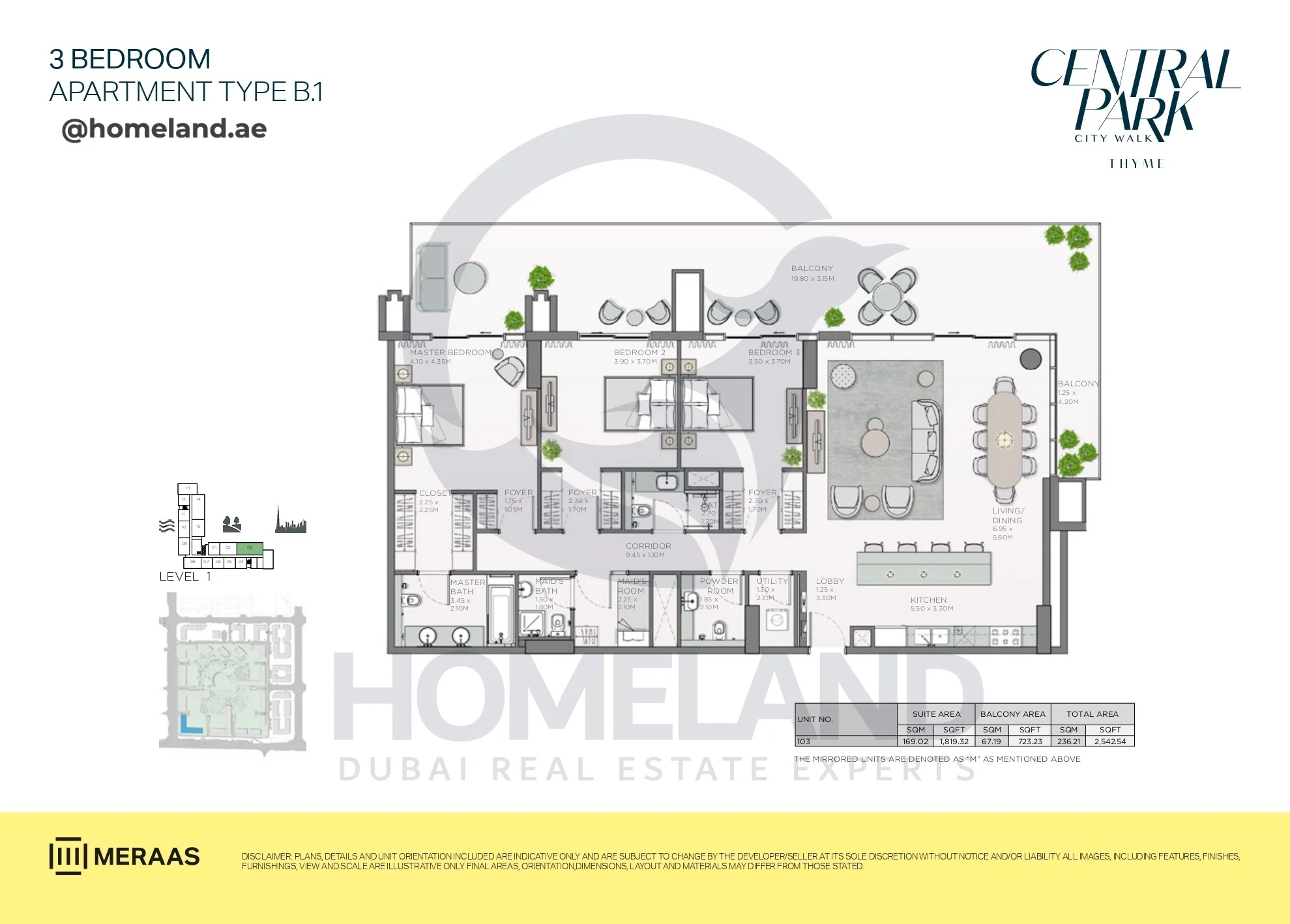Thyme, 3BR, Type B.1, Level 1, Unit 103, 2542 SQFT