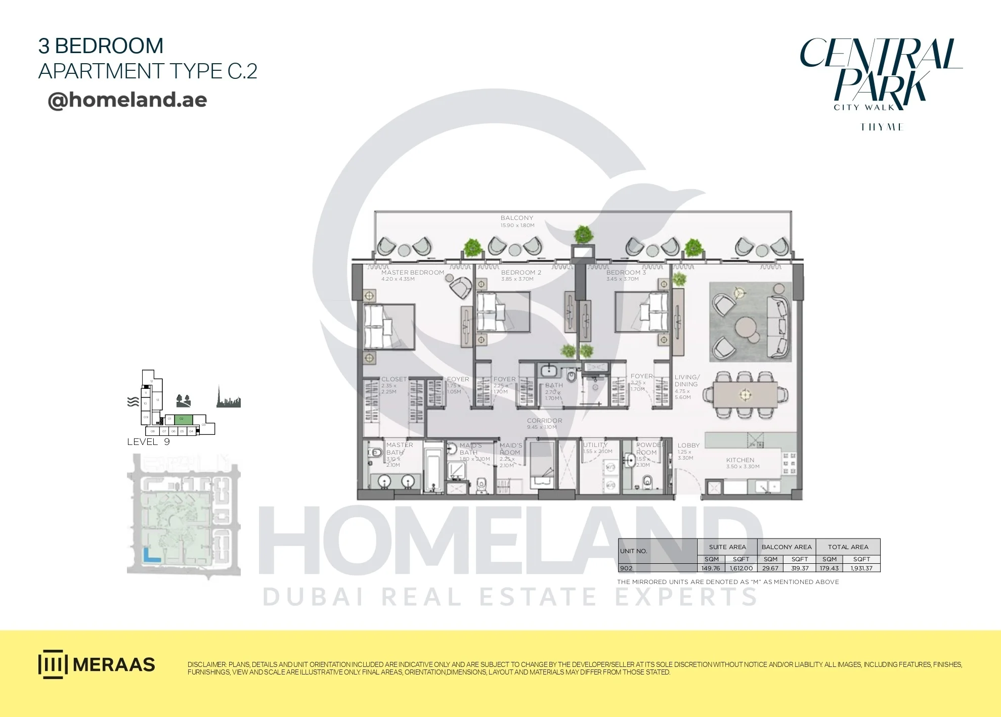 Thyme, 3BR, Type C.2, Level 9, Unit 902, 1931 SQFT