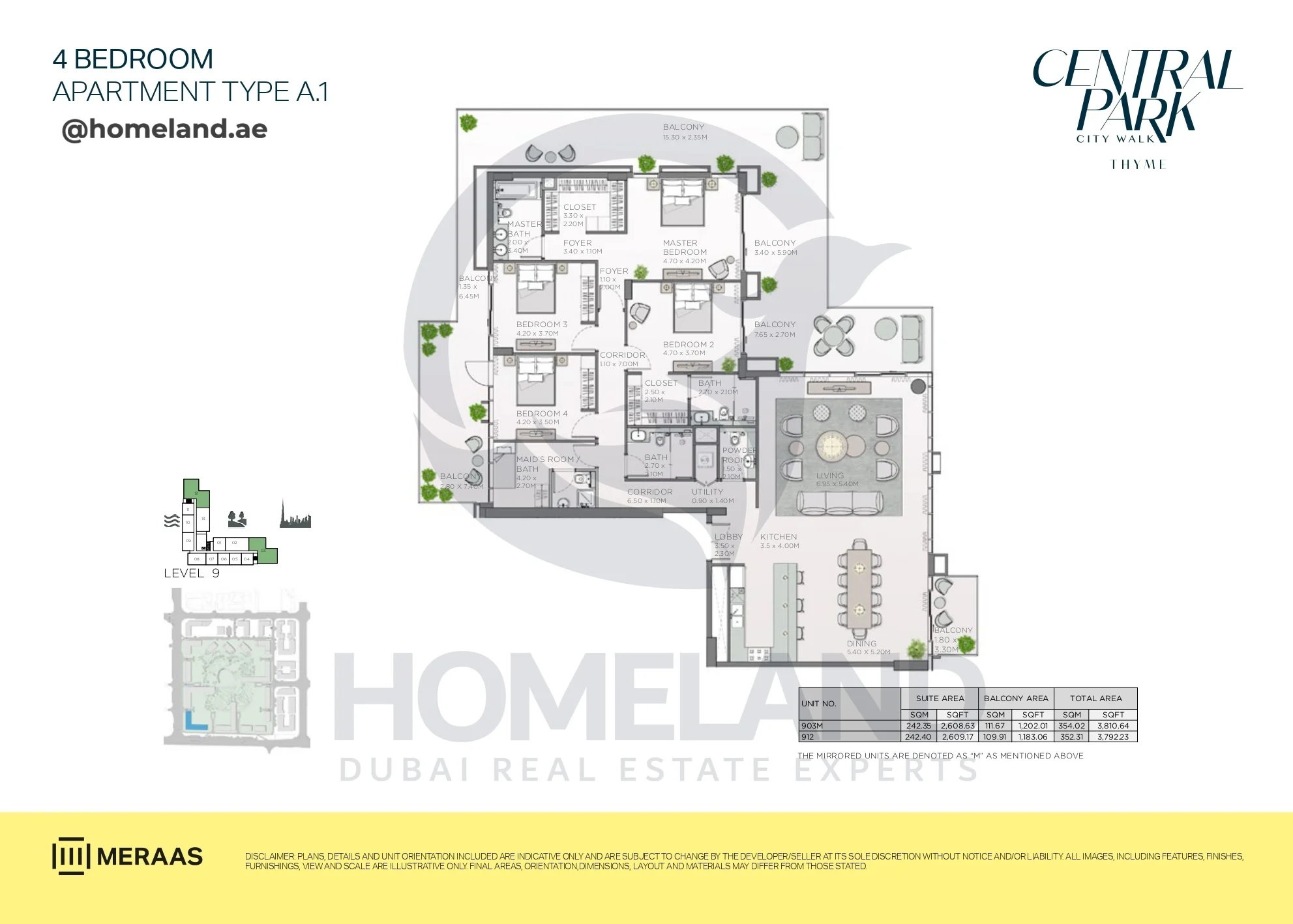 Thyme, 4BR, Type A.1, Level 9, Unit 903M-912, 3810 SQFT