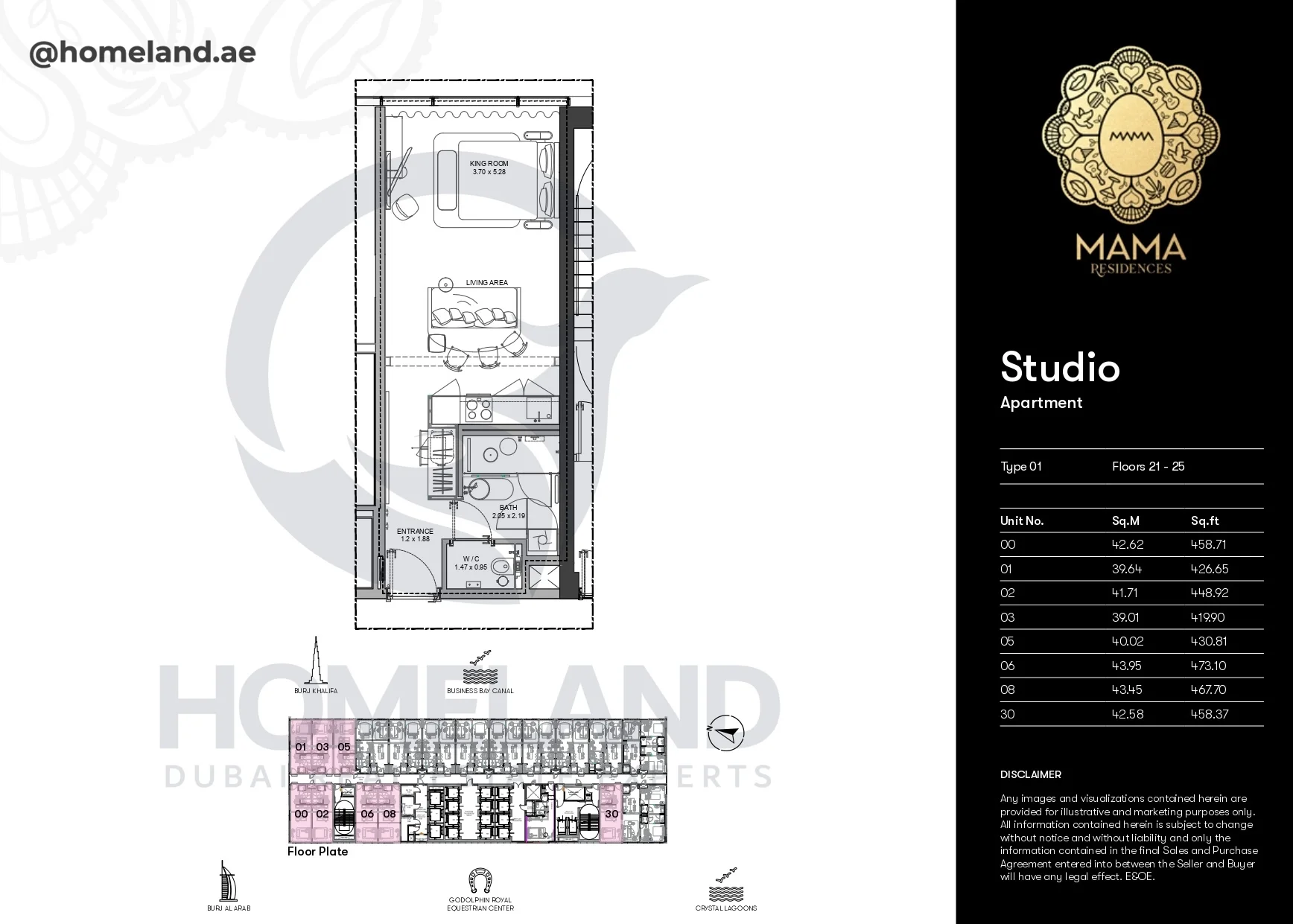 Mama Residences, Studio, Type 01, Level 21-25, Unit 00-01-02-03-05-06-08-30, 473 SQFT