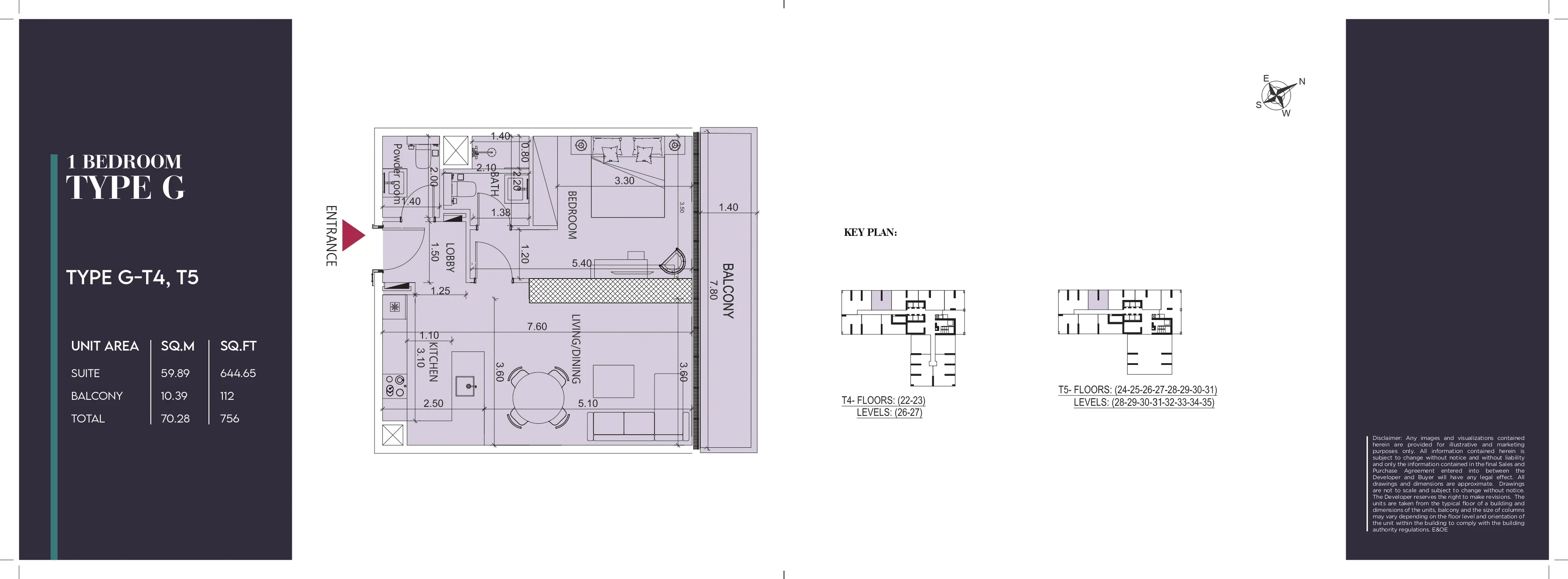 Society House, 1BR, Type G-T4 & T5, 756 SQFT