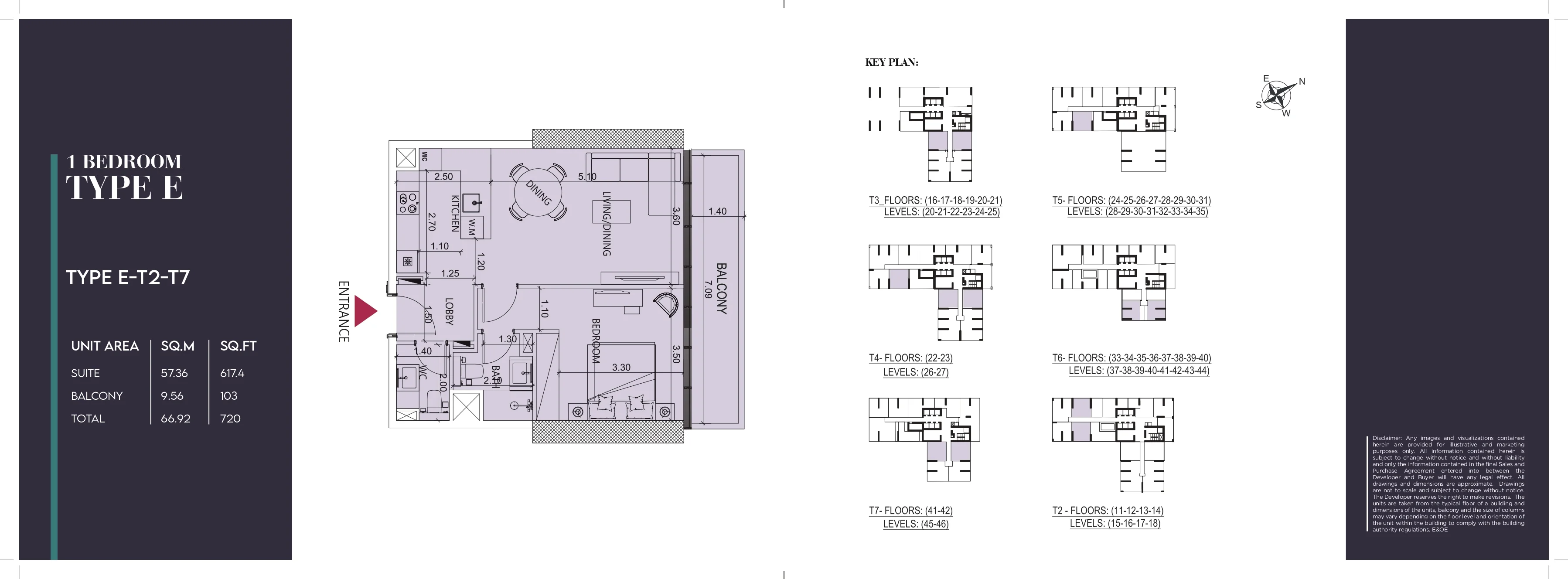 Society House, 1BR, Type E-T2 & T7, 720 SQFT