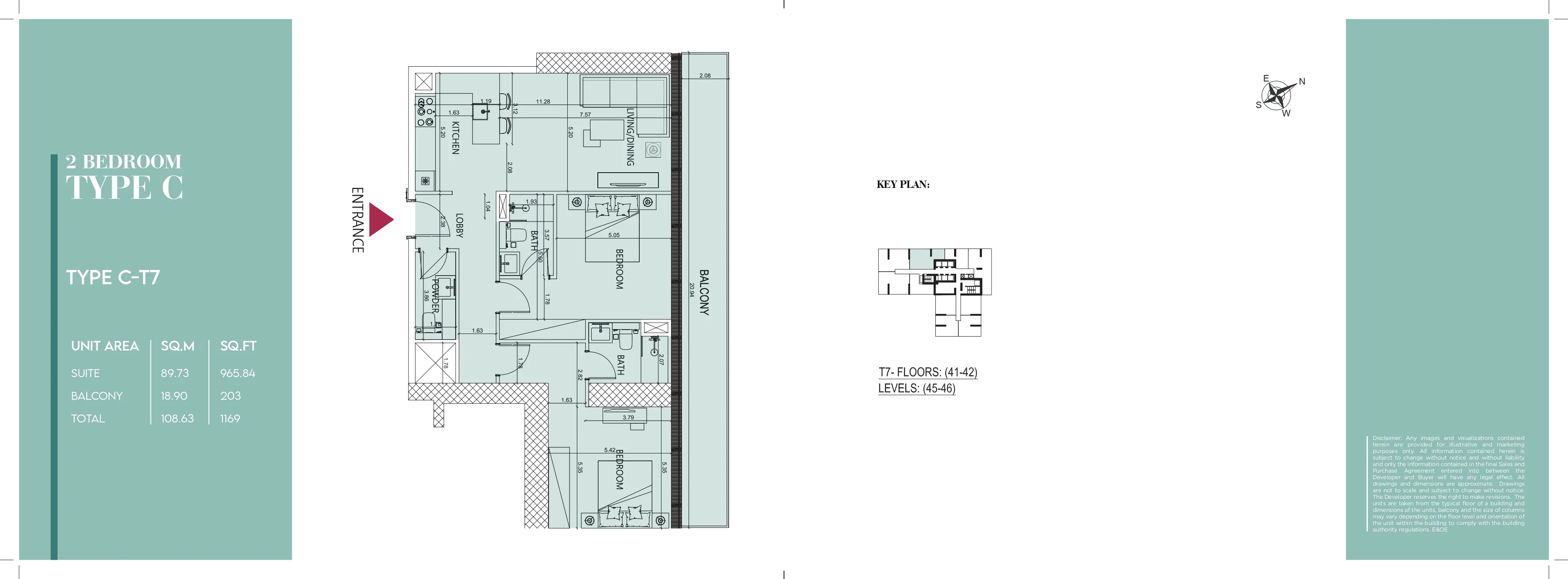 Society House, 2BR, Type C-T7, 1169 SQFT
