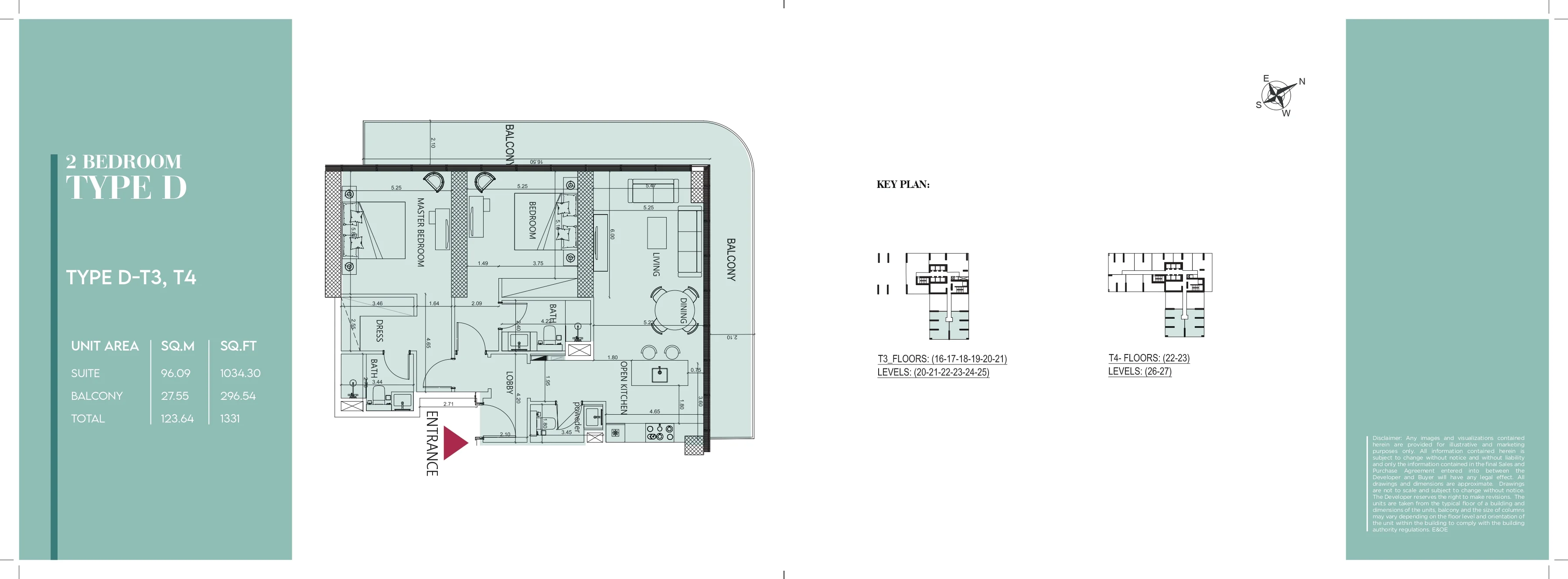 Society House, 2BR, Type D-T3 & T4, 1331 SQFT