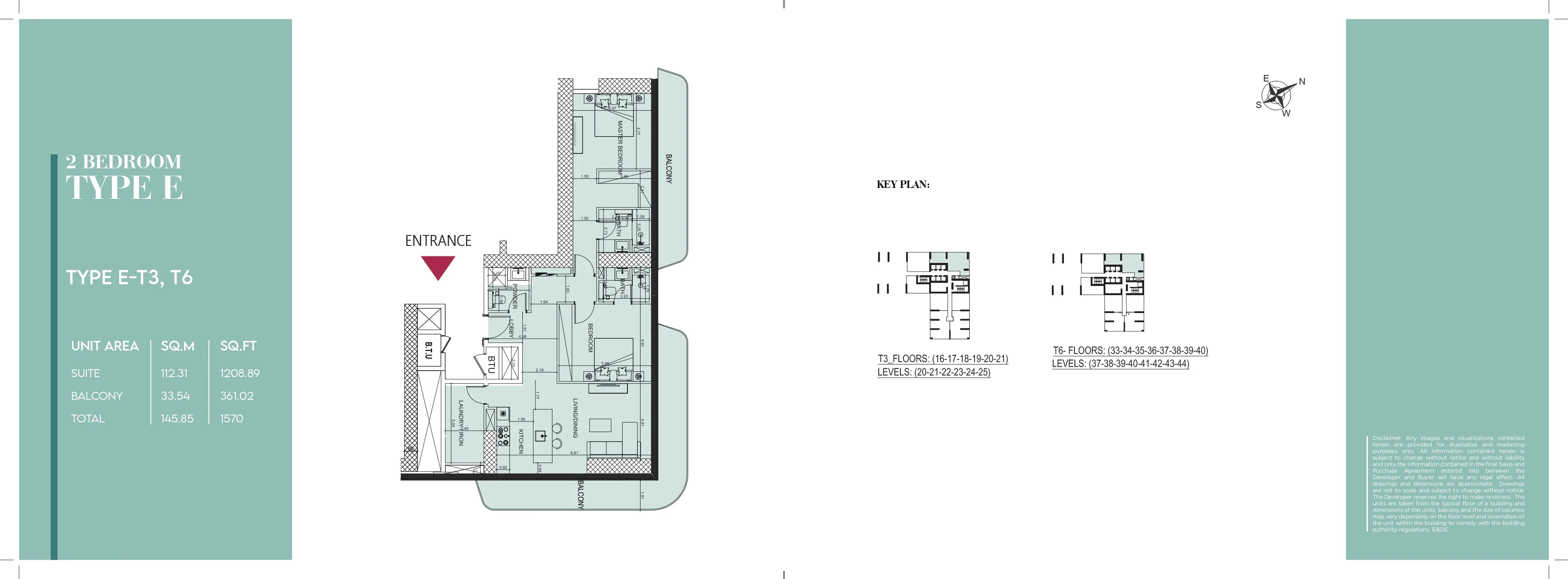 Society House, 2BR, Type E-T3 & T6, 1570 SQFT