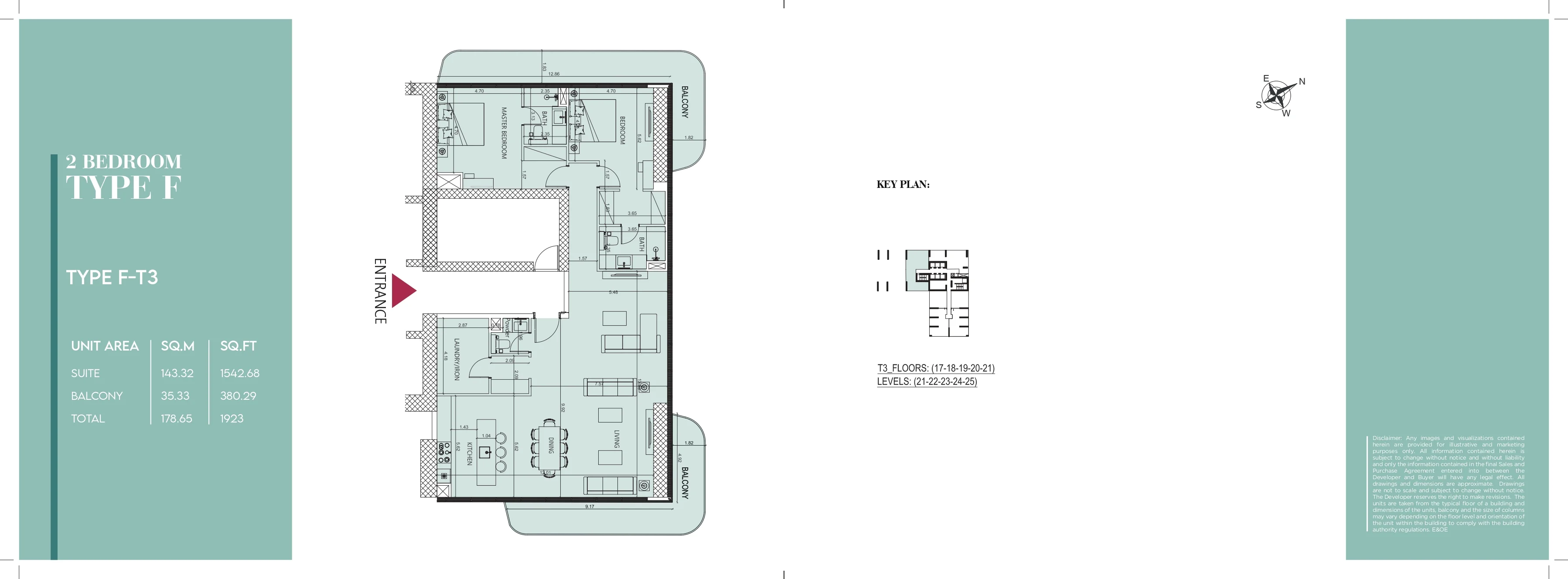 Society House, 2BR, Type F-T3, 1923 SQFT