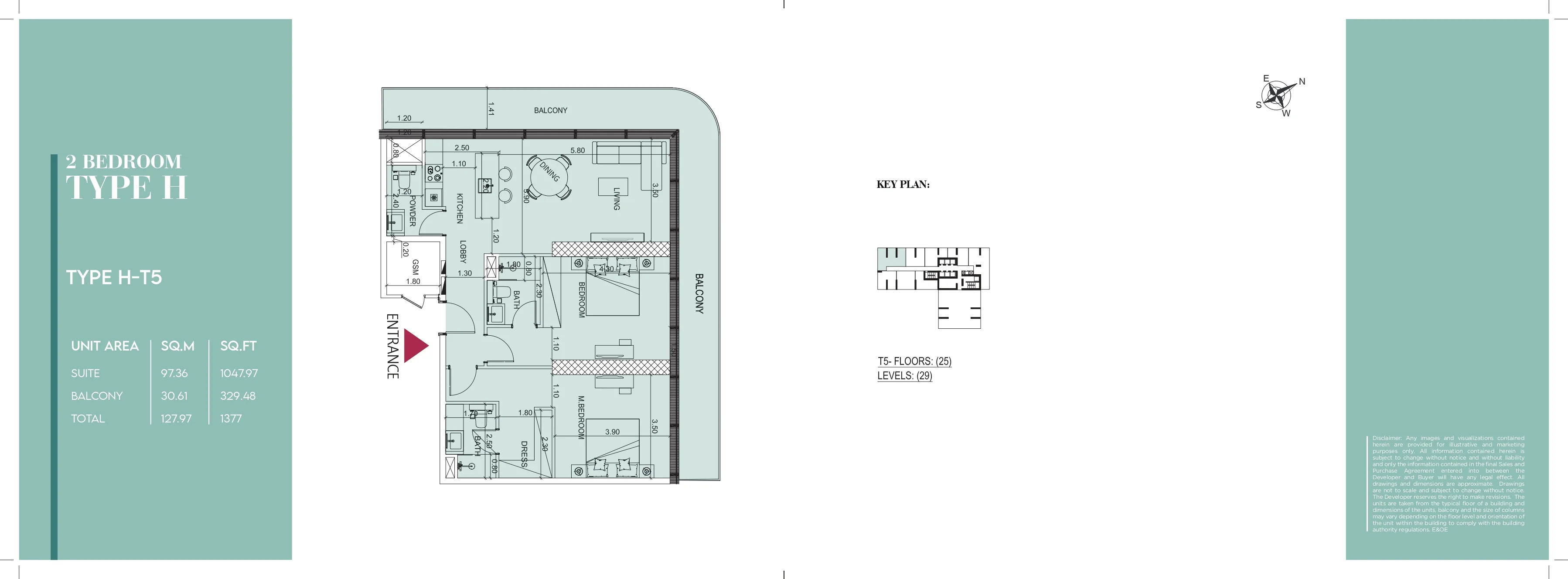 Society House, 2BR, Type H-T5, 1377 SQFT