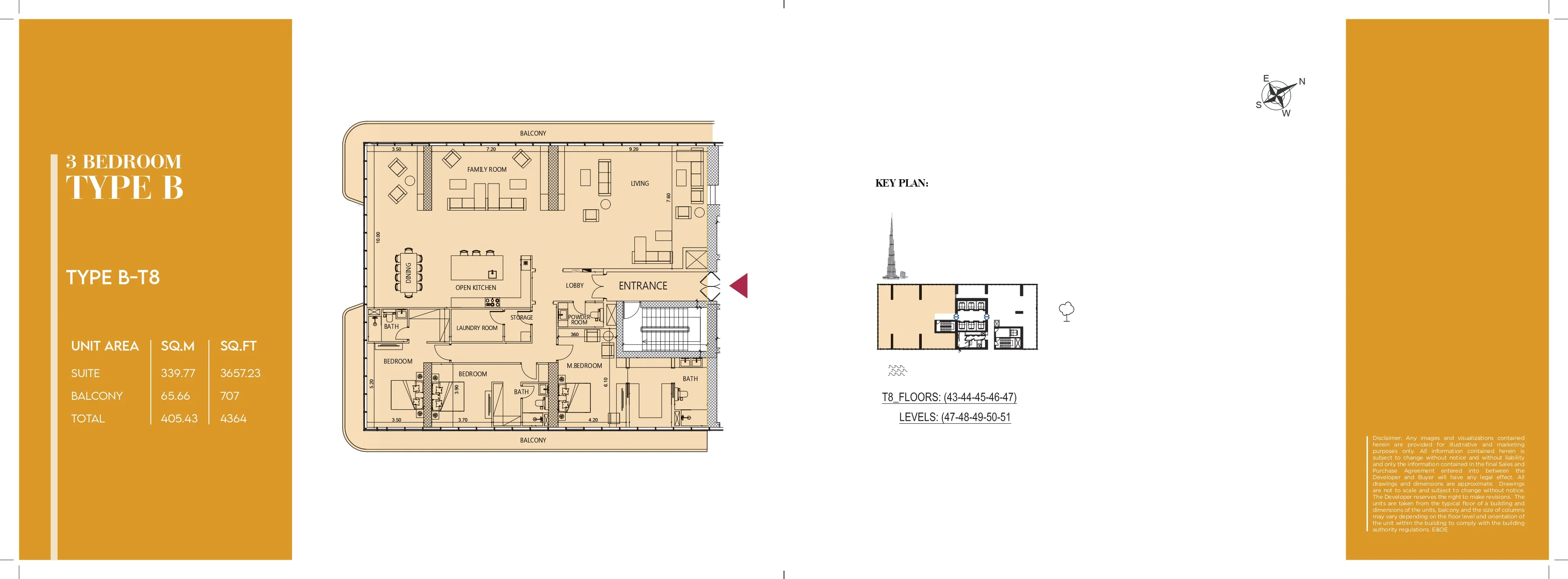 Society House, 3BR, Type B-T8, 4364 SQFT