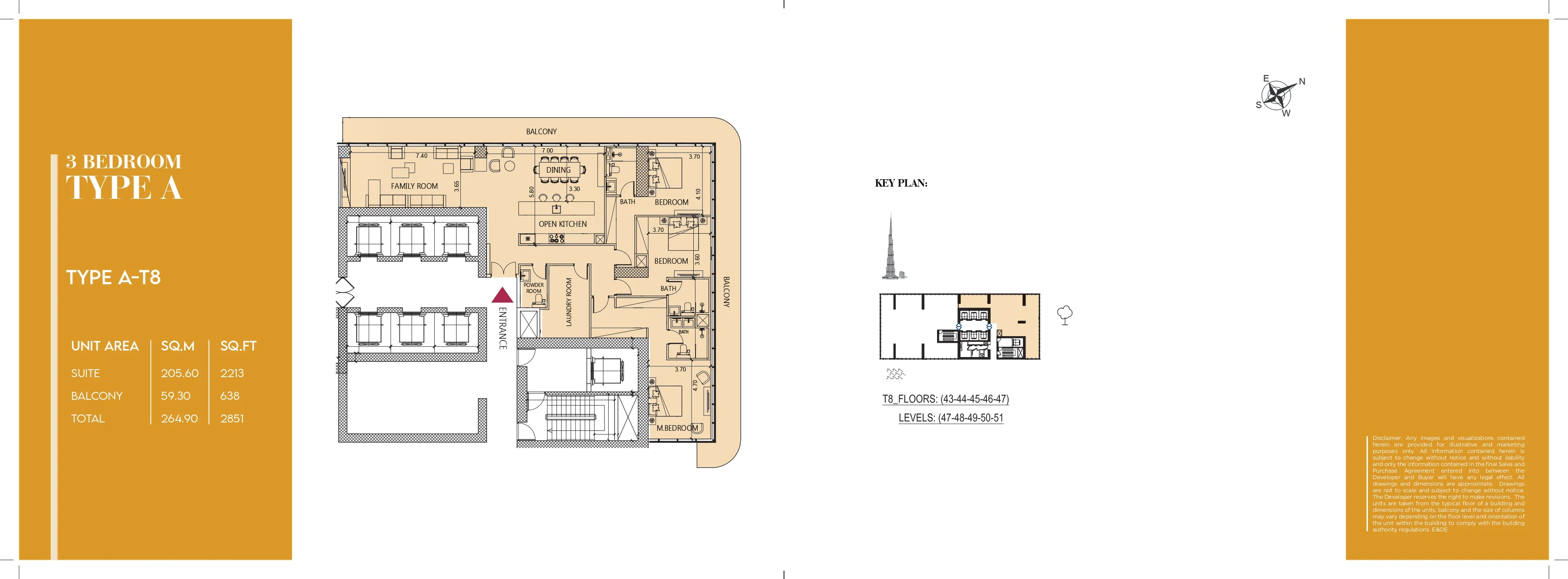 Society House, 3BR, Type A-T8, 2851 SQFT