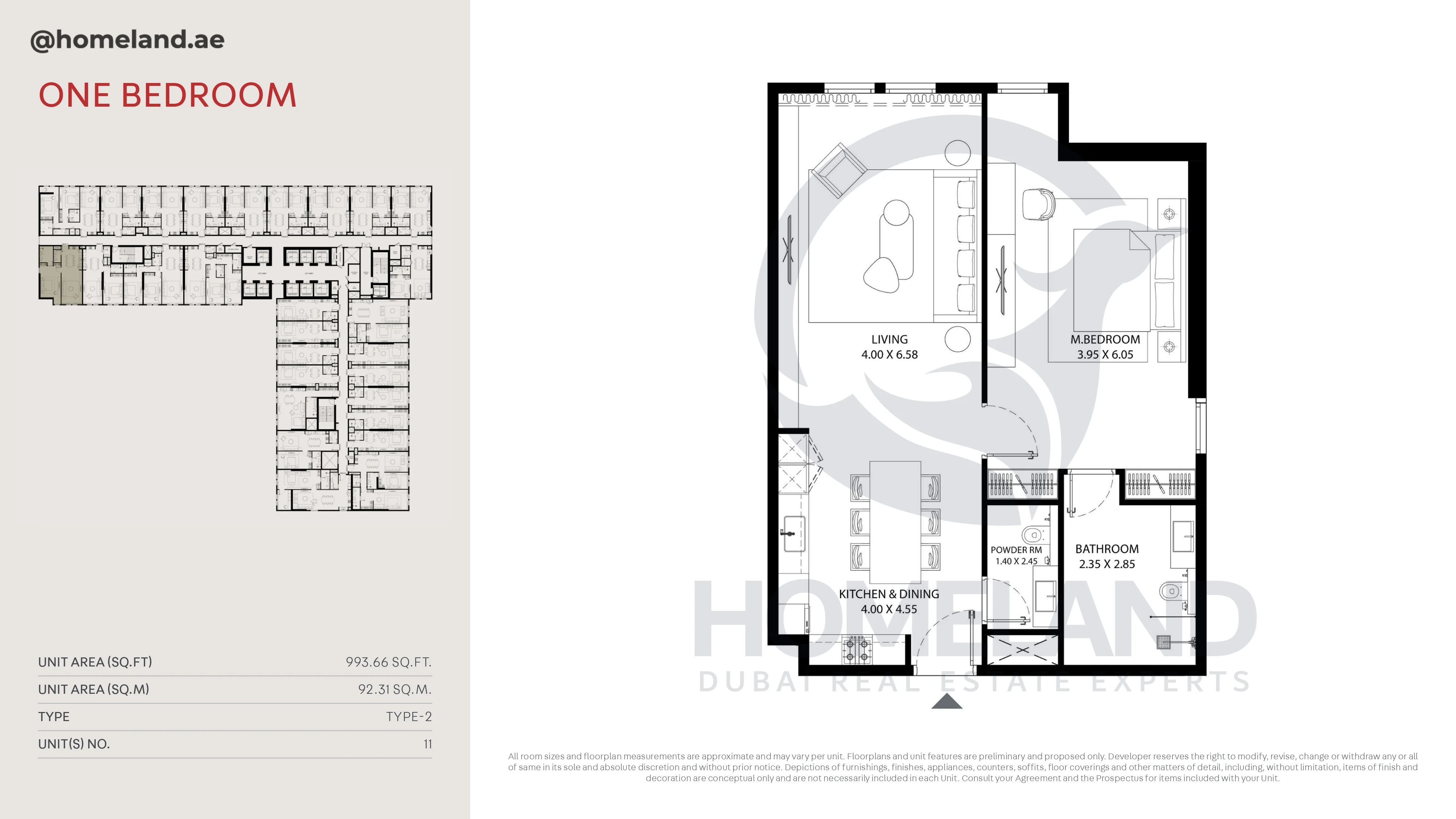 MAG 330, 1BR, Type-2, Unit 11, 993 SQFT