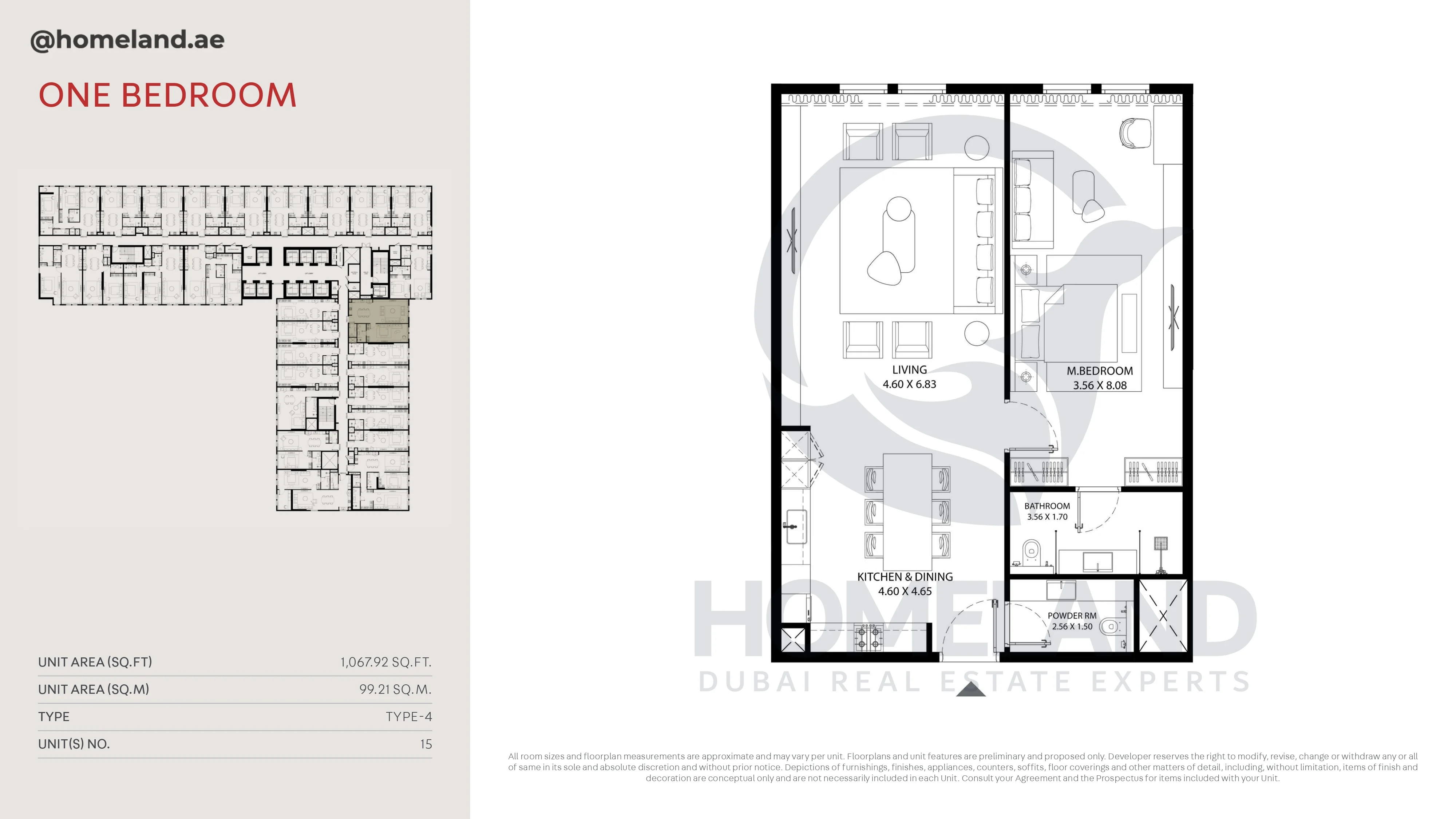 MAG 330, 1BR, Type-4, Unit 15, 1067 SQFT