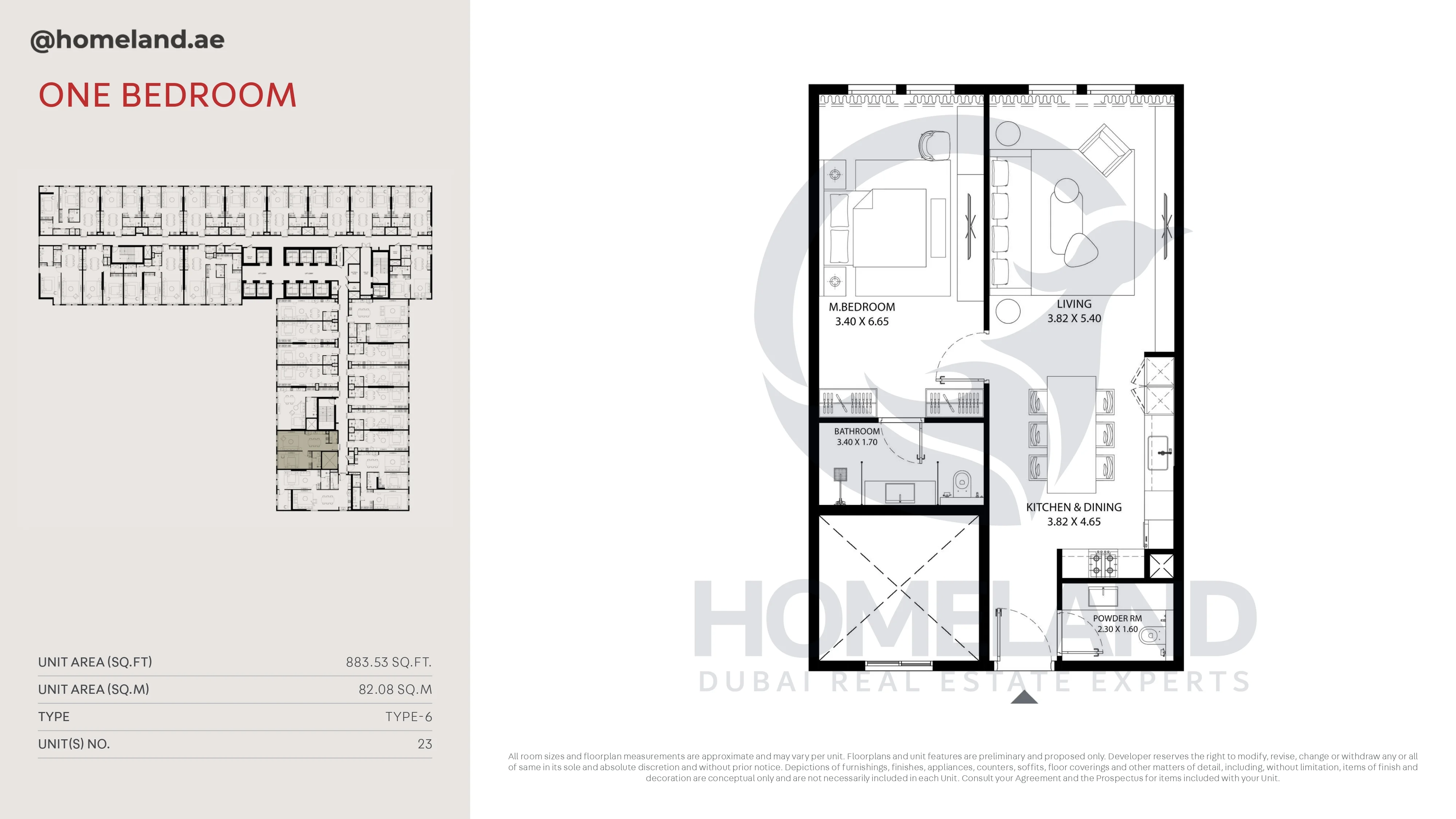 MAG 330, 1BR, Type-6, Unit 23, 883 SQFT
