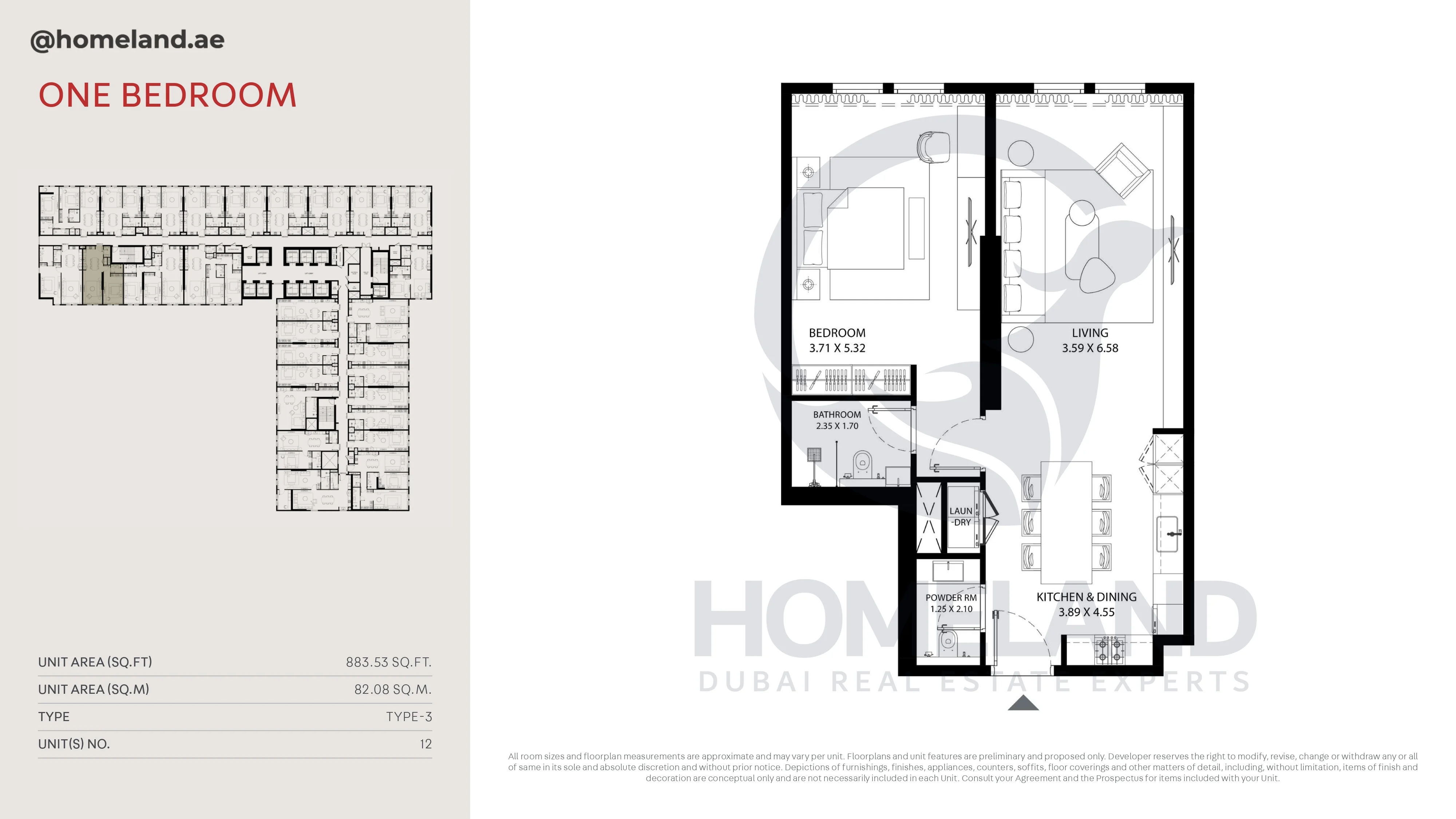 MAG 330, 1BR, Type-3, Unit 12, 883 SQFT