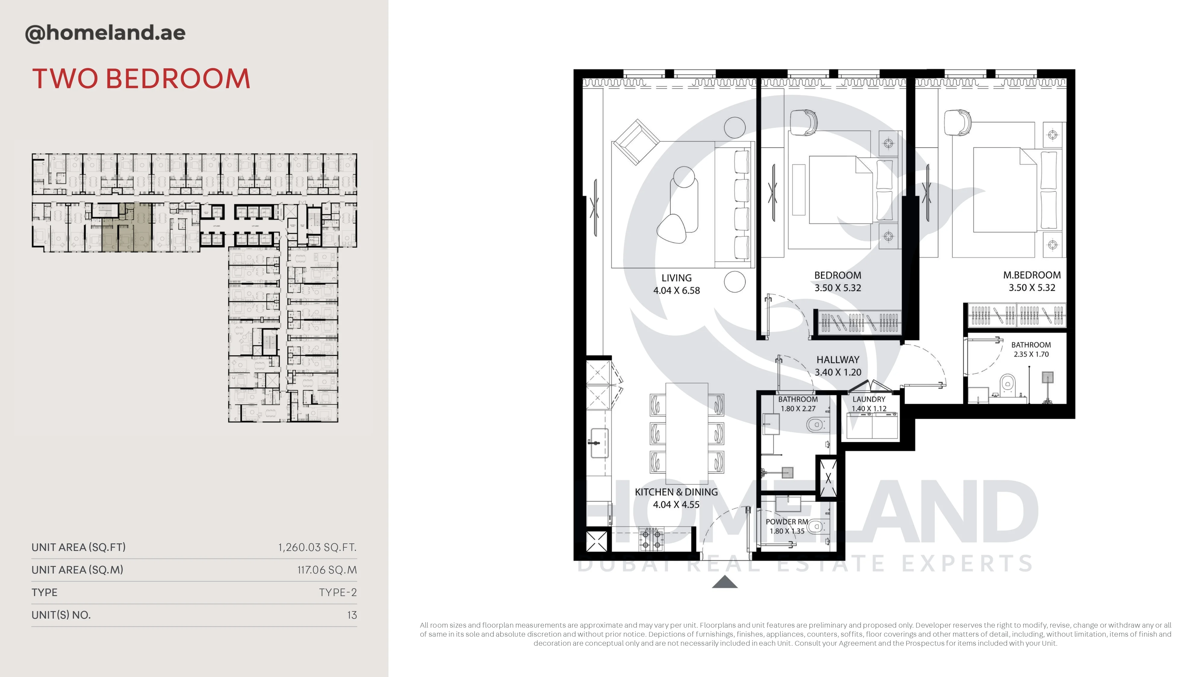 MAG 330, 2BR, Type-2, Unit 13, 1260 SQFT
